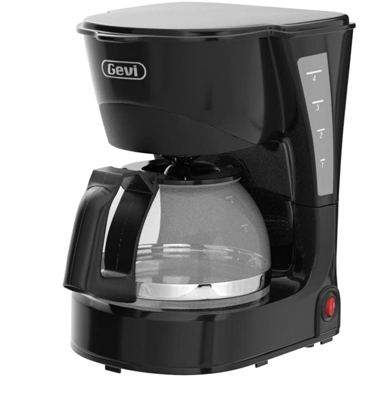 Gevi 4 Cup Automatic Drip Coffee Maker One Button Control New Condition,600mL,Black, Size: 5.5 x 6.9 x 9.1