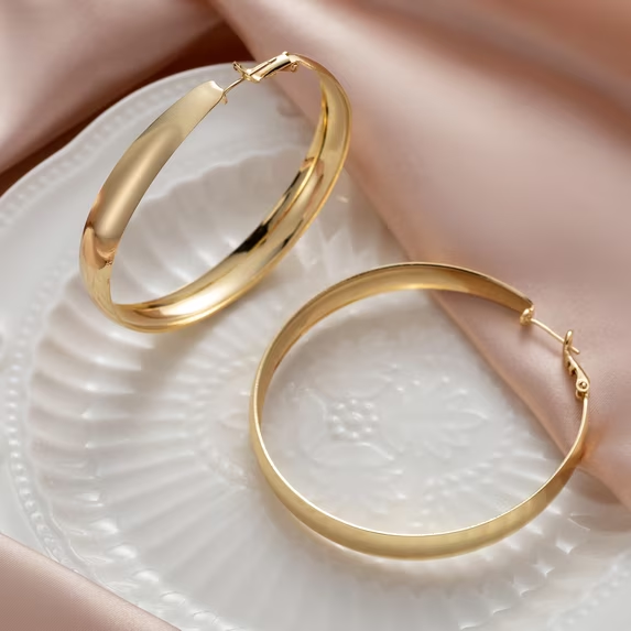 thumbnail video image 2 of VEEDOFA 14K Gold Plated Chunky Hoop Earrings for Women, Tapered Thick Gold Hoops Hypoallergenic, 2 of 8