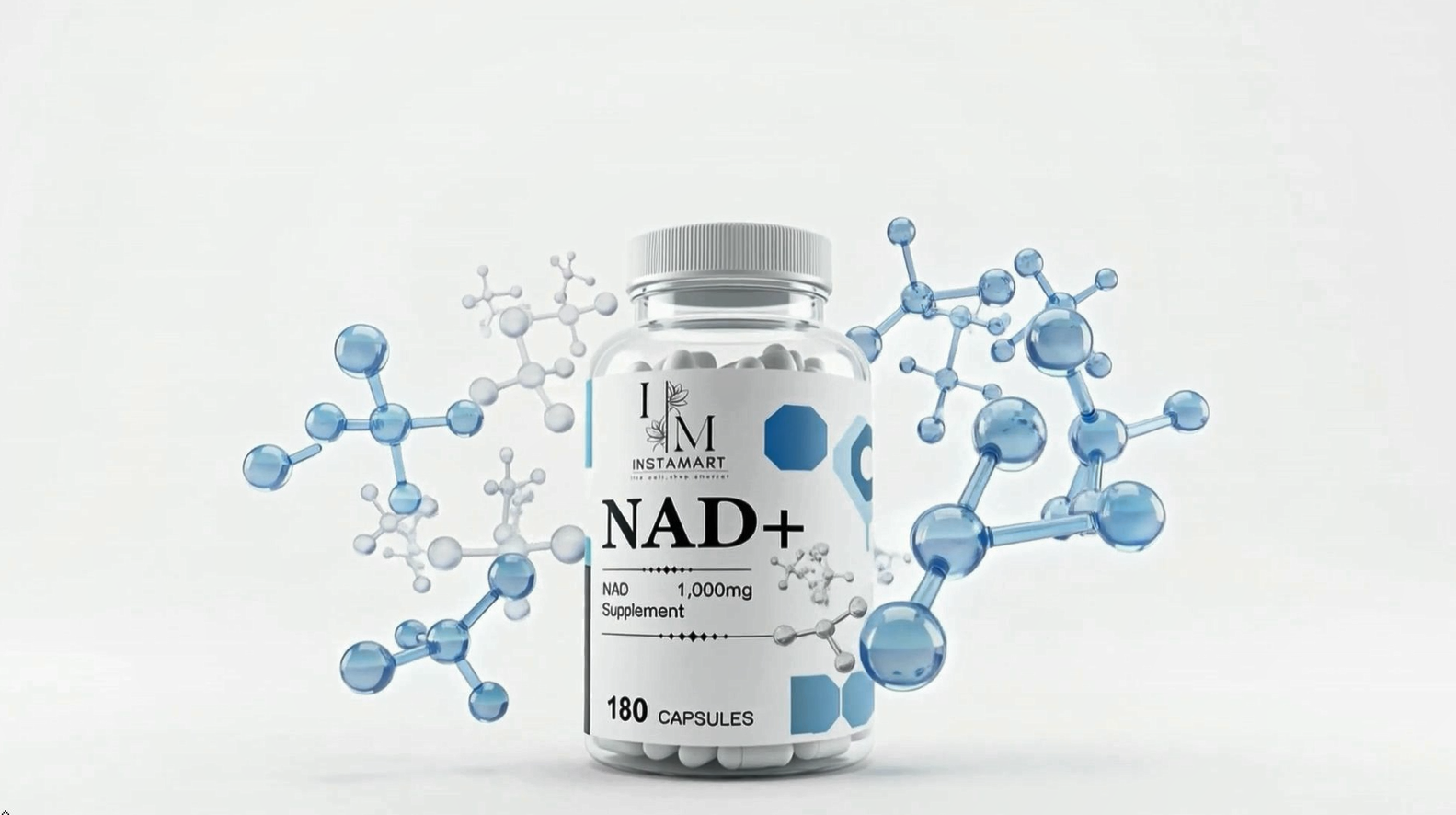 thumbnail video image 2 of INSTAMART NAD Supplements for Women & Men (180 Capsules) Organic NAD + Supplement 1000mg Serving | Similar to Nicotinamide Riboside | Advanced Formula for Cellular Health, Stamina & Healthy Aging, 2 of 7