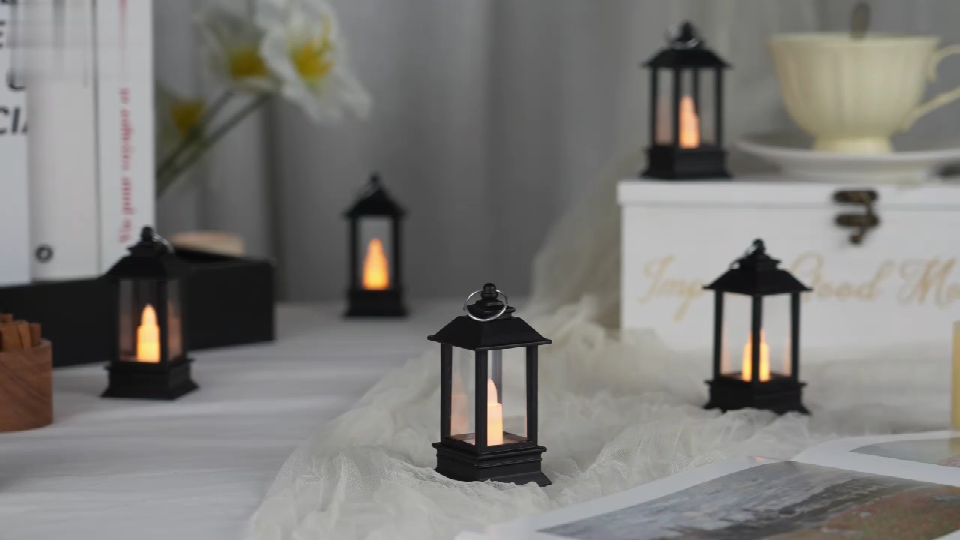 thumbnail video image 2 of Sziqiqi Mini Lanterns Decorative LED Candles Vintage Hanging Lantern Decor Set of 24 for Halloween Christmas Wedding Party Bronze, 2 of 11