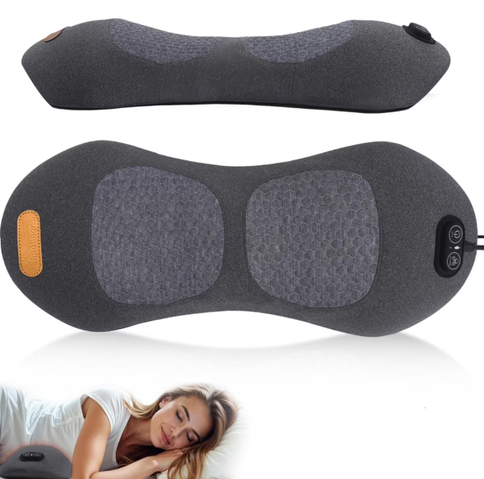 thumbnail video image 2 of 3 in 1 Back Massager with Heat, Vibration & Traction, Ergonomic Lumbar Support for Lower Back Pain Relief, Spine Support for Bed, Chair, Home, 2 of 8