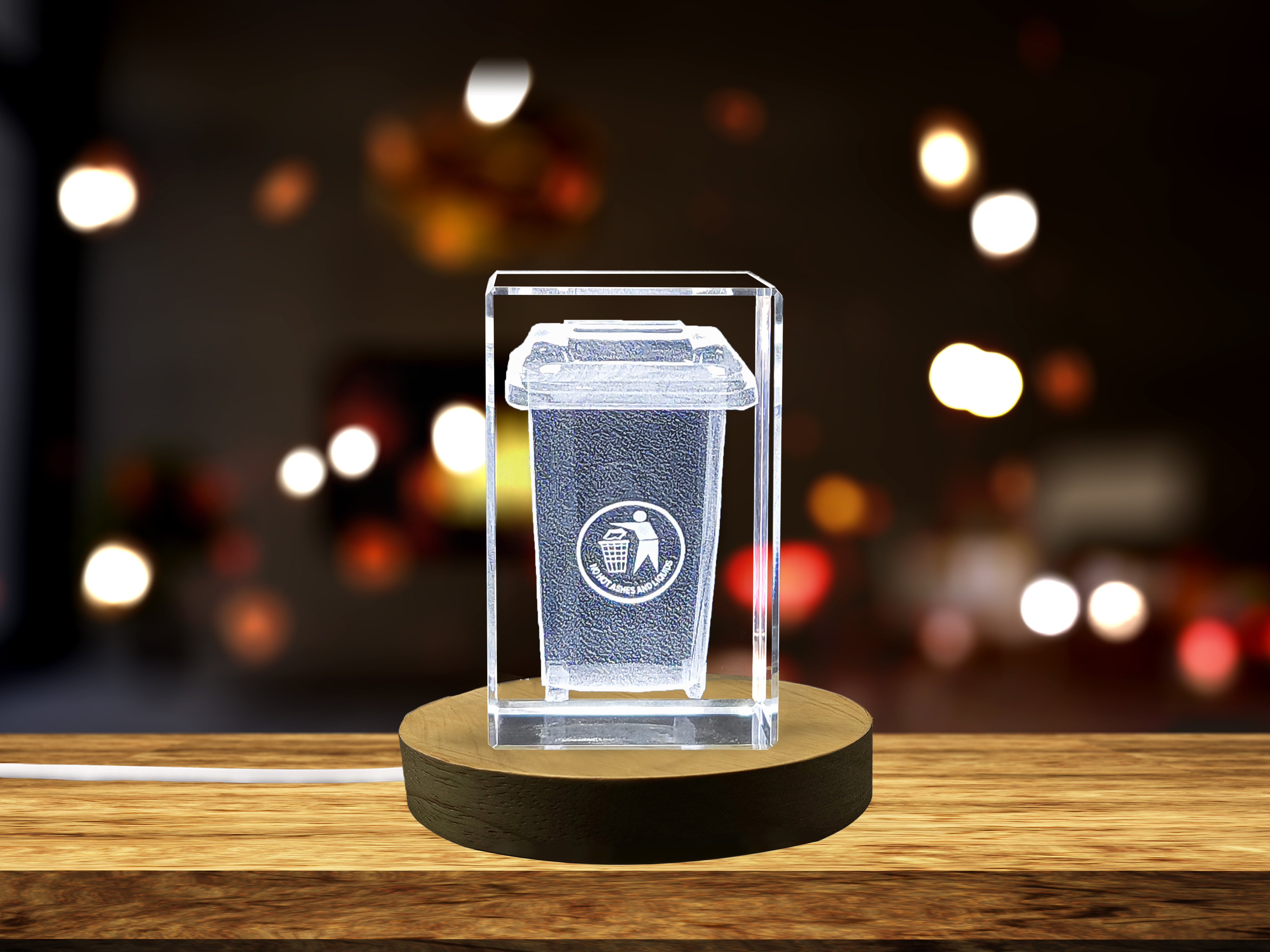 thumbnail video image 2 of Recycling Bin Immortalized in 3D Engraved Crystal, 2 of 7