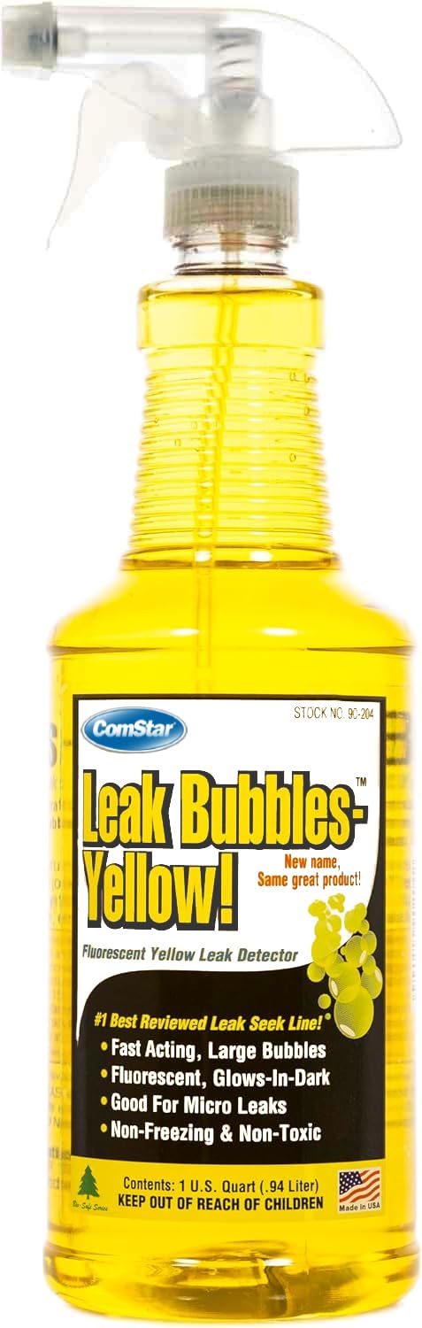 thumbnail video image 2 of ComStar Leak Bubbles Yellow HVAC & Gas Detector, Fastest-Acting Leak Detector in Today's Market - Safe,Non-Corrosive, Long-Lasting Bubbles, Detects Micro Leaks, Made in USA,1 Quart Spray (Pack of 12), 2 of 6
