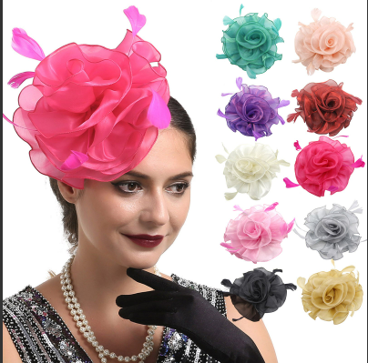 thumbnail video image 2 of Yeetfub Derby Hat Derby Hats for Women 2024 Fascinator Hat for Women Wedding Flower Cocktail Mesh Feathers Hair Clip Tea Party Headband ky Derby Hats Wedding Hats for Women,Green, 2 of 6