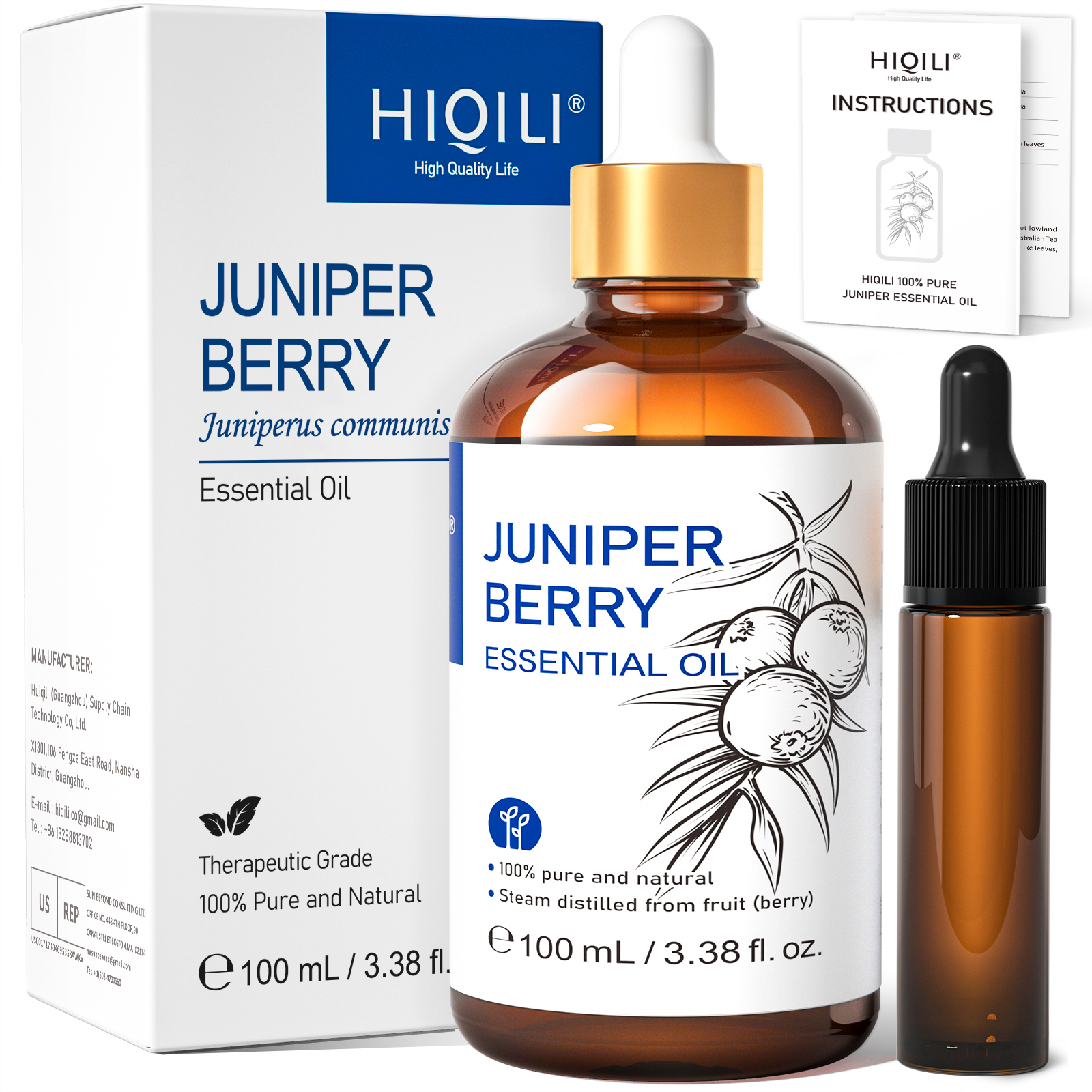 thumbnail video image 2 of HIQILI Juniper Berry Essential Oil, Pure Juniper Oil for Spa, Diffuser, Soaps, Candles Making-100mL, 2 of 7
