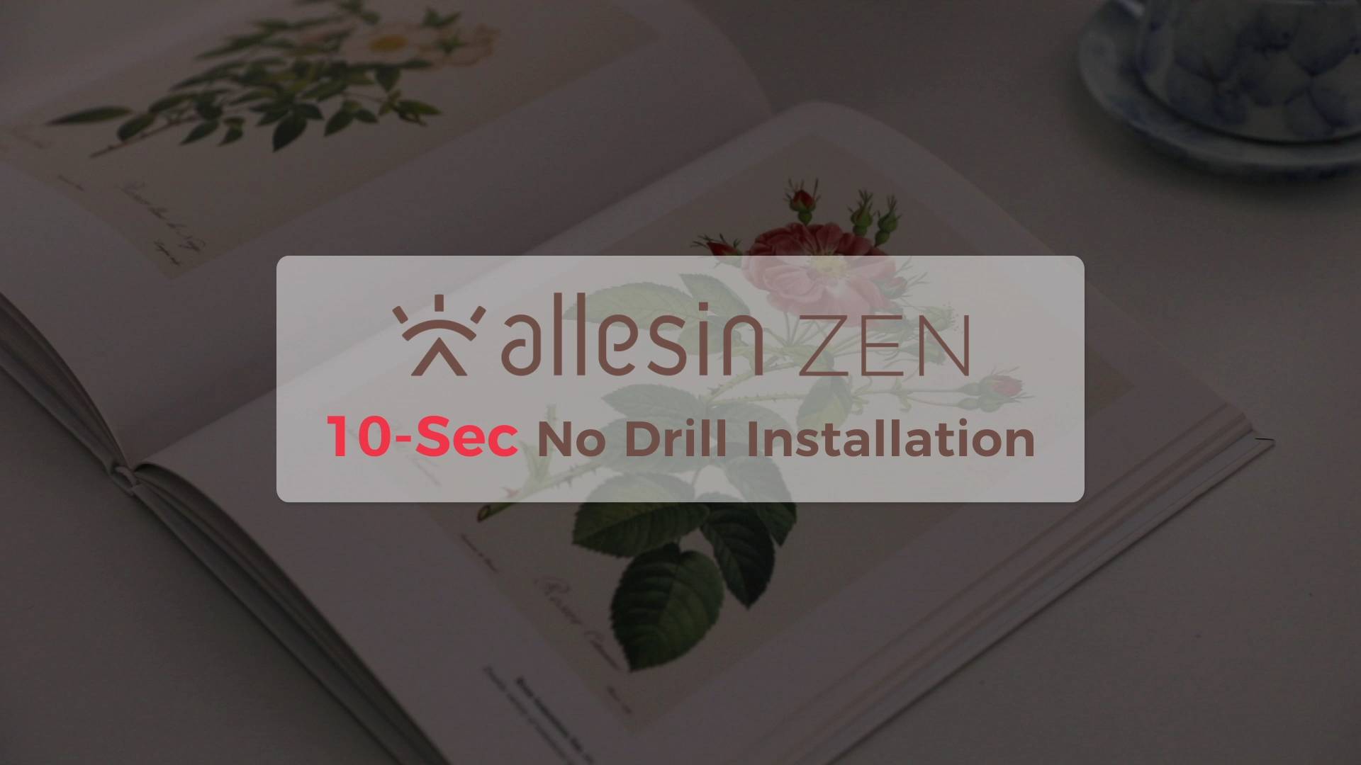 thumbnail video image 2 of Allesin zen No Drill No Tools Blackout Roller Shades, White, 34.5"W x 72"H, 2 of 9