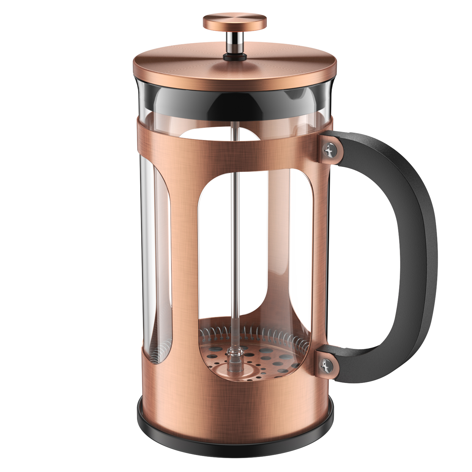 BAYKA US French Press Coffee Maker, 34 Ounce,Glass & Stainless Steel ,Copper  