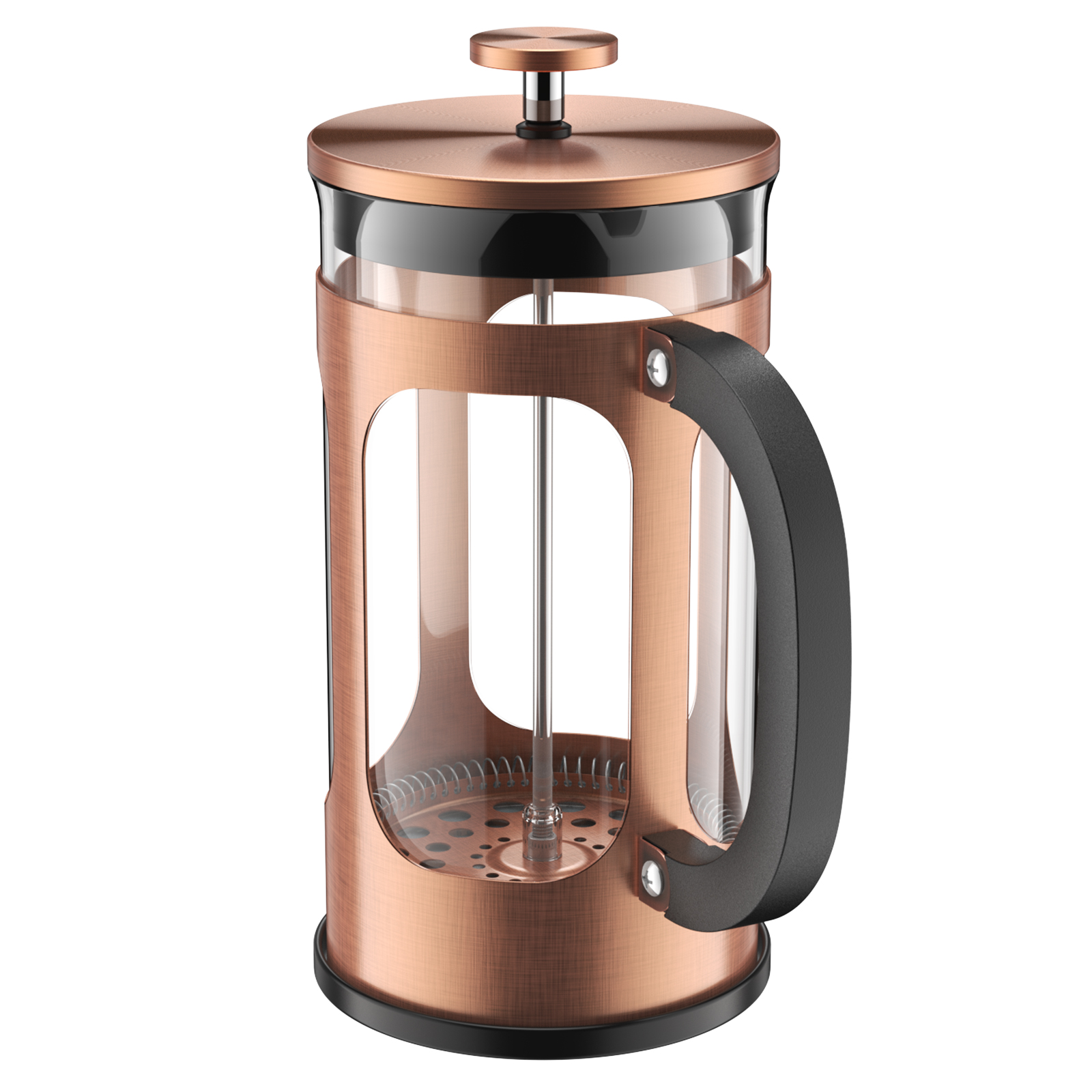 BAYKA 34 Ounce 1 Liter French Press Coffee Maker, Glass Classic Copper  Stainless Steel Coffee Press, Cold Brew Heat Resistant Thickened  Borosilicate