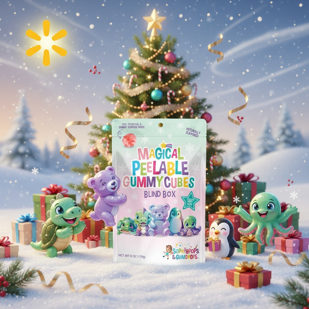 thumbnail video image 2 of Sophiepops & Gumdrops, Magical Peelable Gummy Cubes , Gluten Free and Nut Free, Holiday Blind Box , Assorted Fruity Flavors, 6.0 oz, Bag, 2 of 6