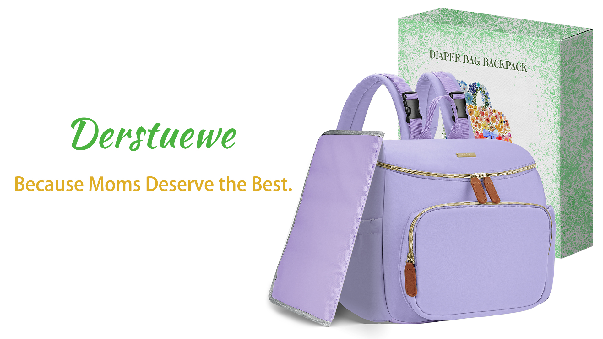 thumbnail video image 2 of DERSTUEWE Diaper Bags, Small  Fashion Diaper Backpack for Women Baby Diaper Bag with Insulated Milk Bottle Pocket, Purple, 2 of 8