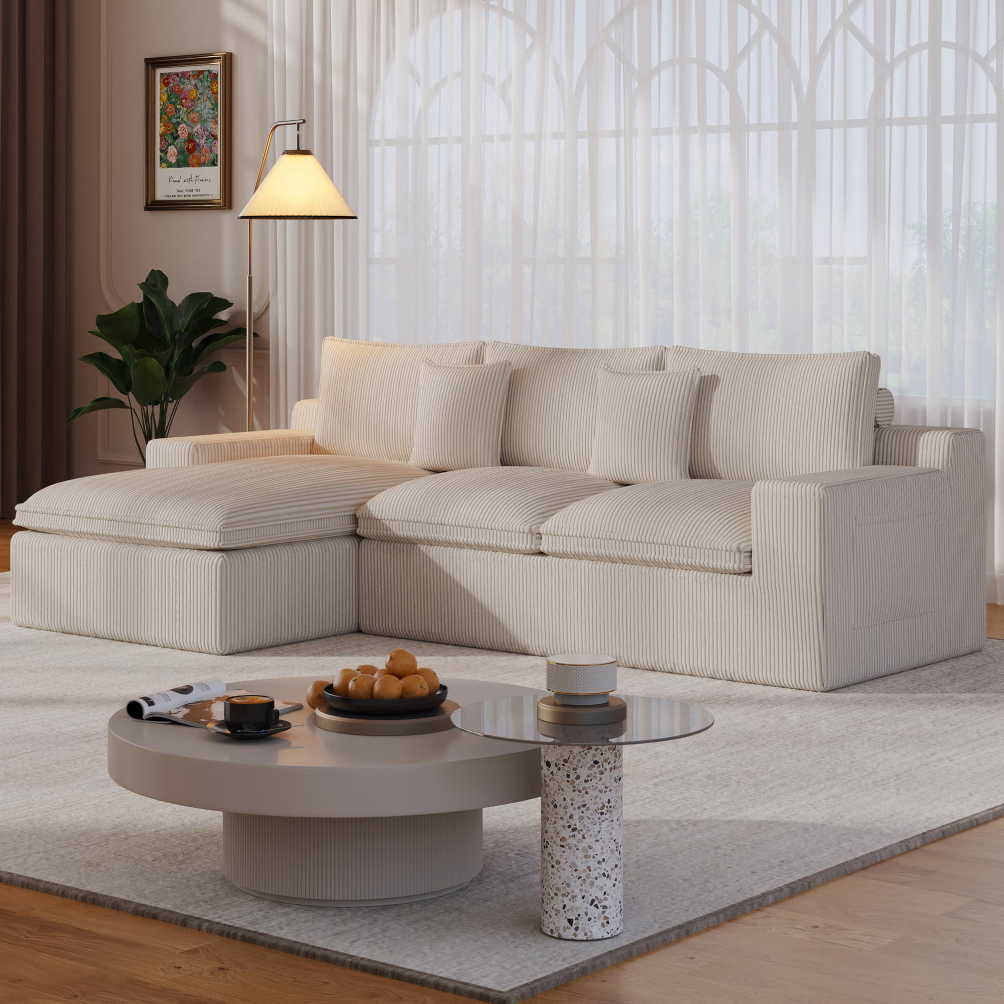 thumbnail video image 2 of 108” Modular Sectional Sofa, Cloud Sectional Couch with Deep Seat, Modern Modular L-Shape Sofa Couch with Chaise,Upholstered Couches for Living Room Bedroom, 2 of 12