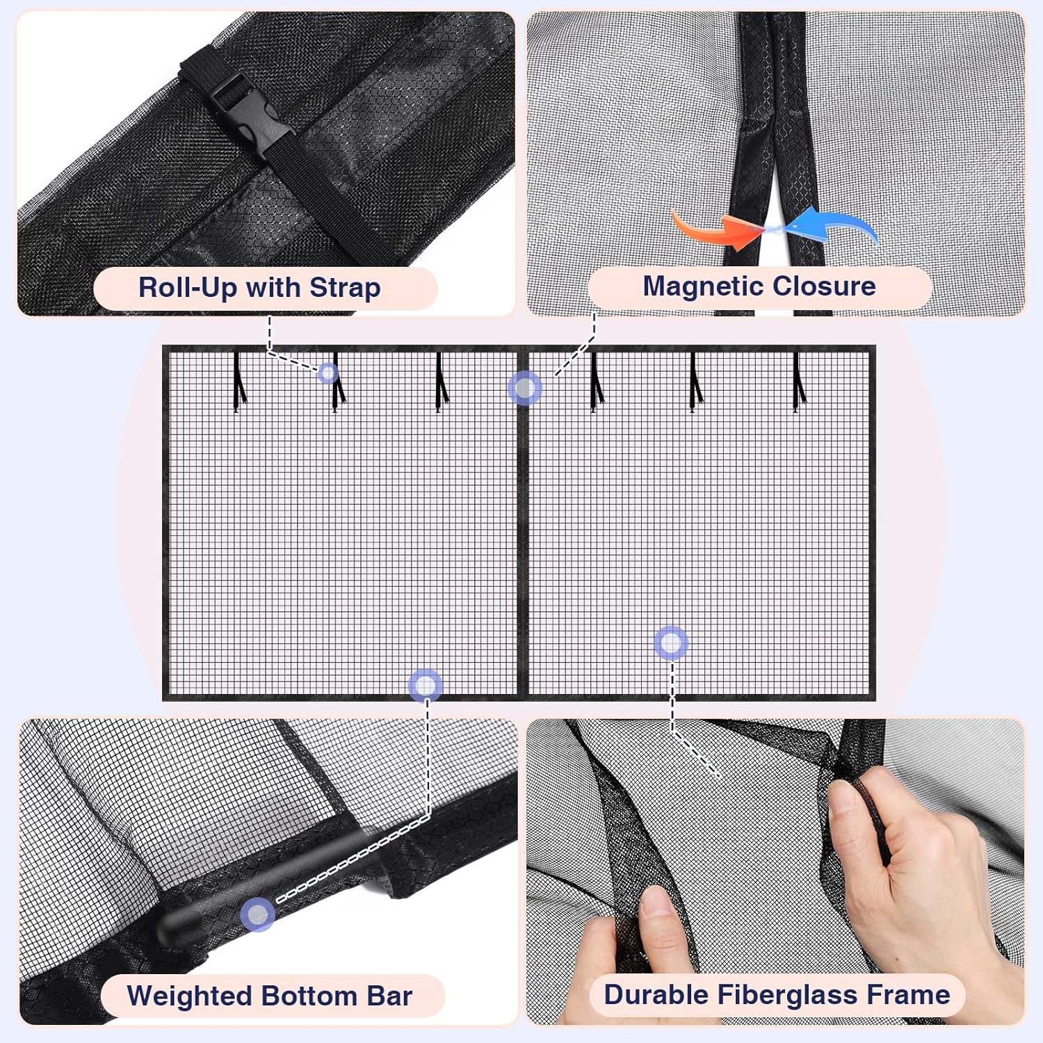 thumbnail video image 2 of Magnetic Garage Screen Door 1 car- - 8x7 FT | Fiberglass Mesh, Magnetic Closure, Tool-Free Setup | Ideal for Garage, Patio, Home Gym, Pet Areas & More, 2 of 8
