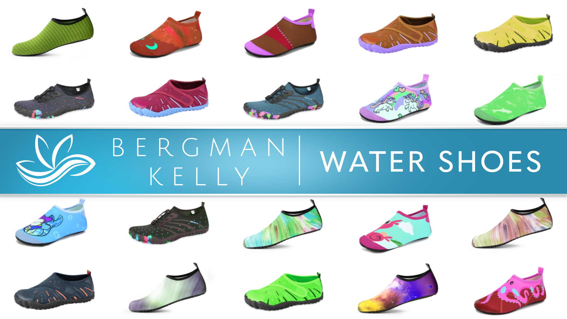 thumbnail video image 2 of Bergman Kelly Mens and Womens Durable Water Shoes (M 7.5-12; W 8.5-13), Aqua Socks, Barefoot Skin Shoes for Water Sports Mud Racing Beach Surf Pool US Casual Shoes, 2 of 8