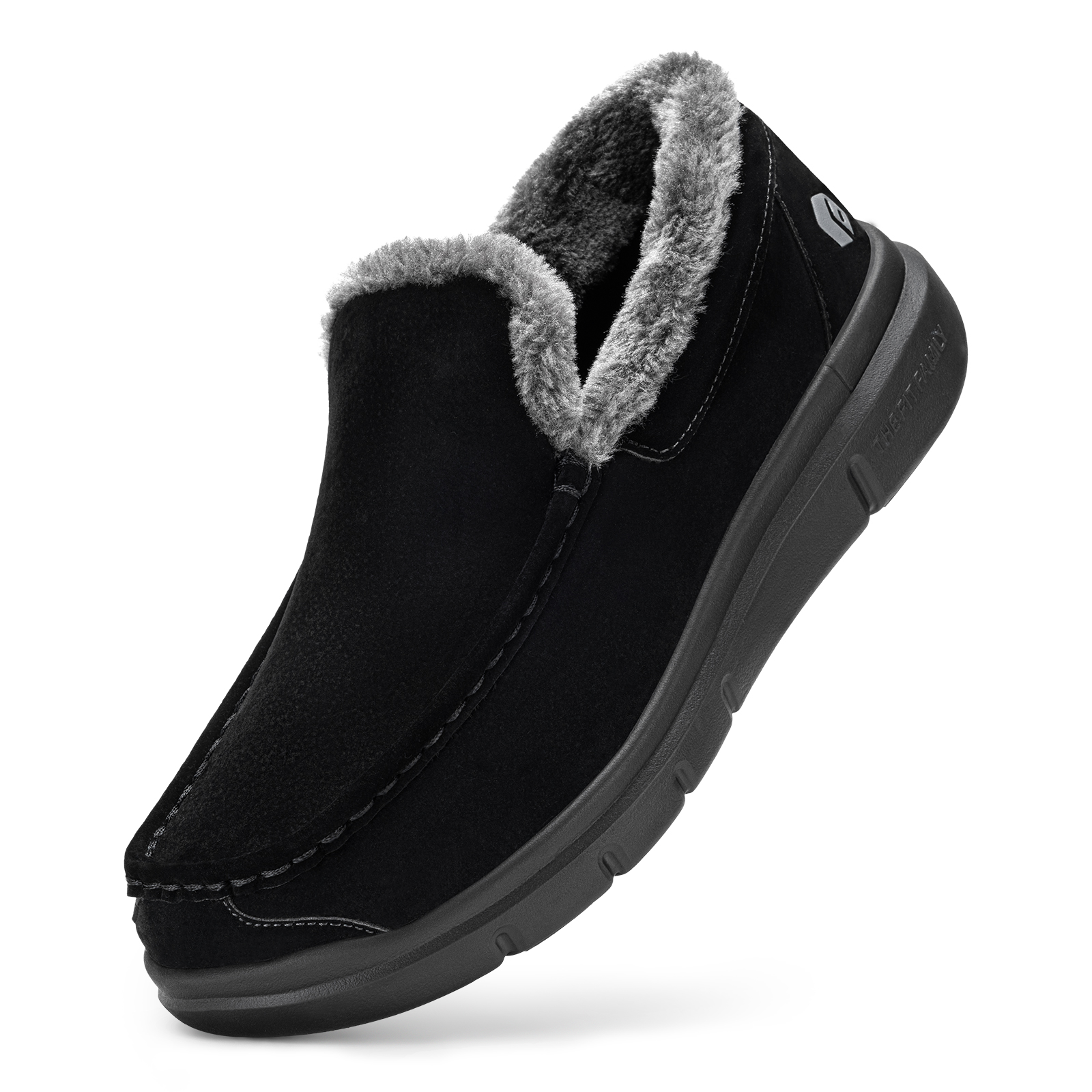 thumbnail video image 2 of FitVille Winter Slippers for Men Warm Plush Lining House Slipper Booties, Wide Width Available, 2 of 7