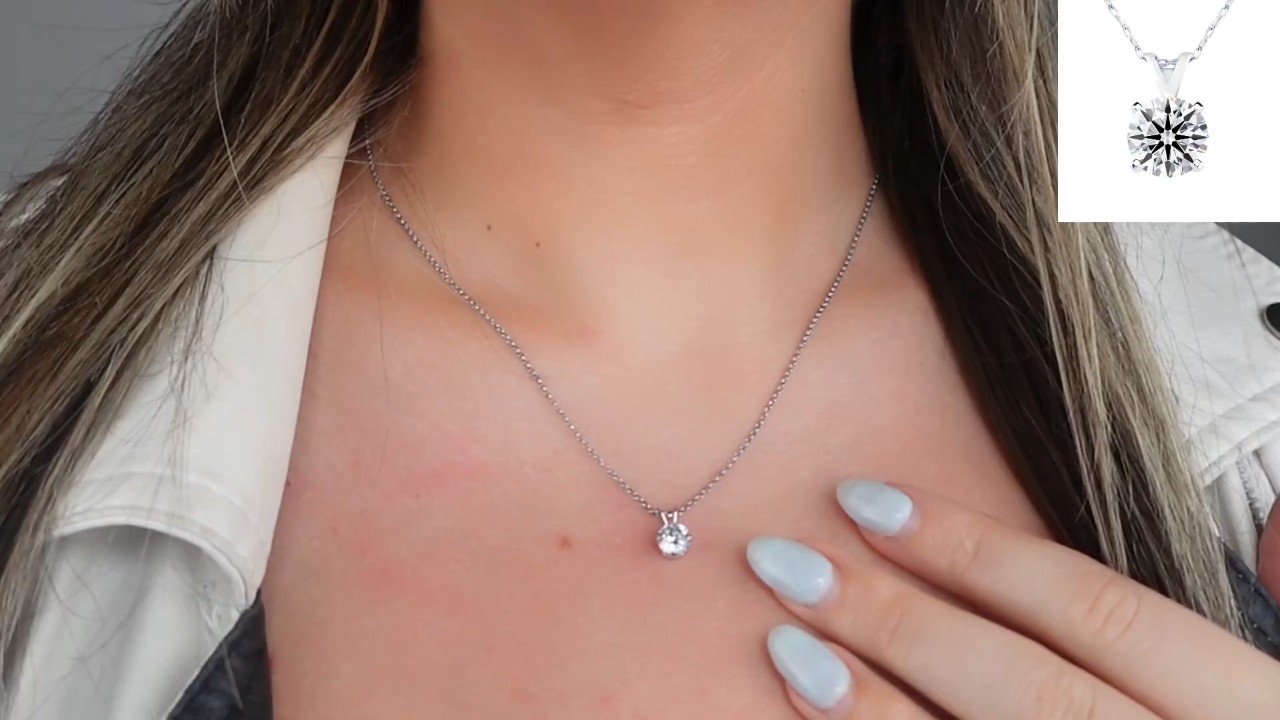 thumbnail video image 2 of SuperJeweler 1 Carat Lab Grown Diamond Pendant Necklace in 14K White Gold for Women, 2 of 9