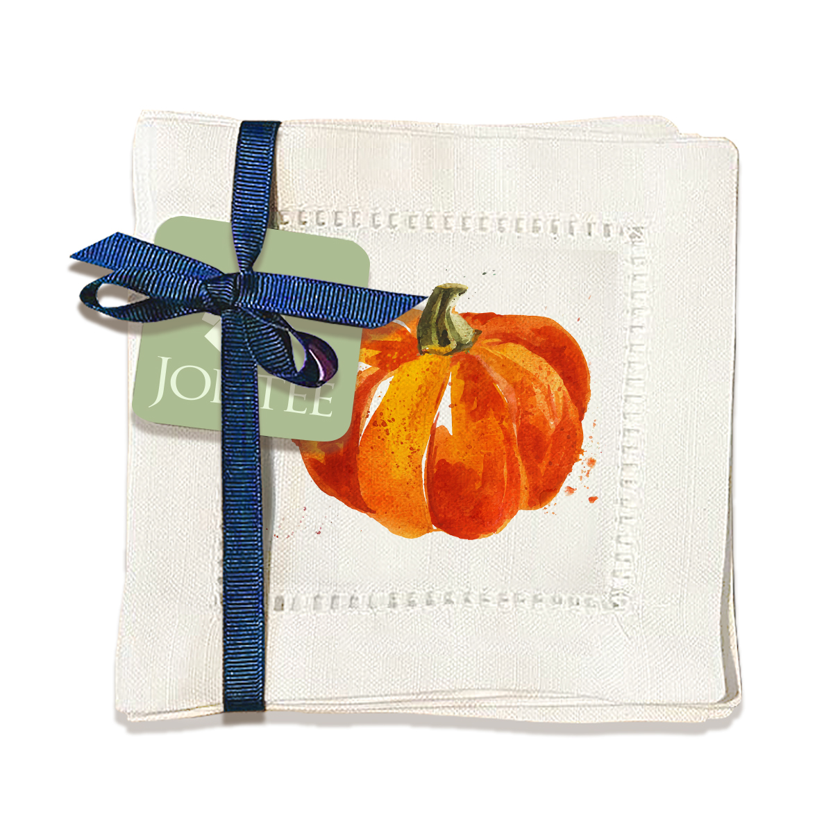thumbnail video image 2 of Jolitee Decorative Hemstitch Cocktail Napkins, 6"x6" Washable Linen-Like Cloth Napkins, Handmade for Entertaining and Everyday Use (Pumpkin Splash), 2 of 9