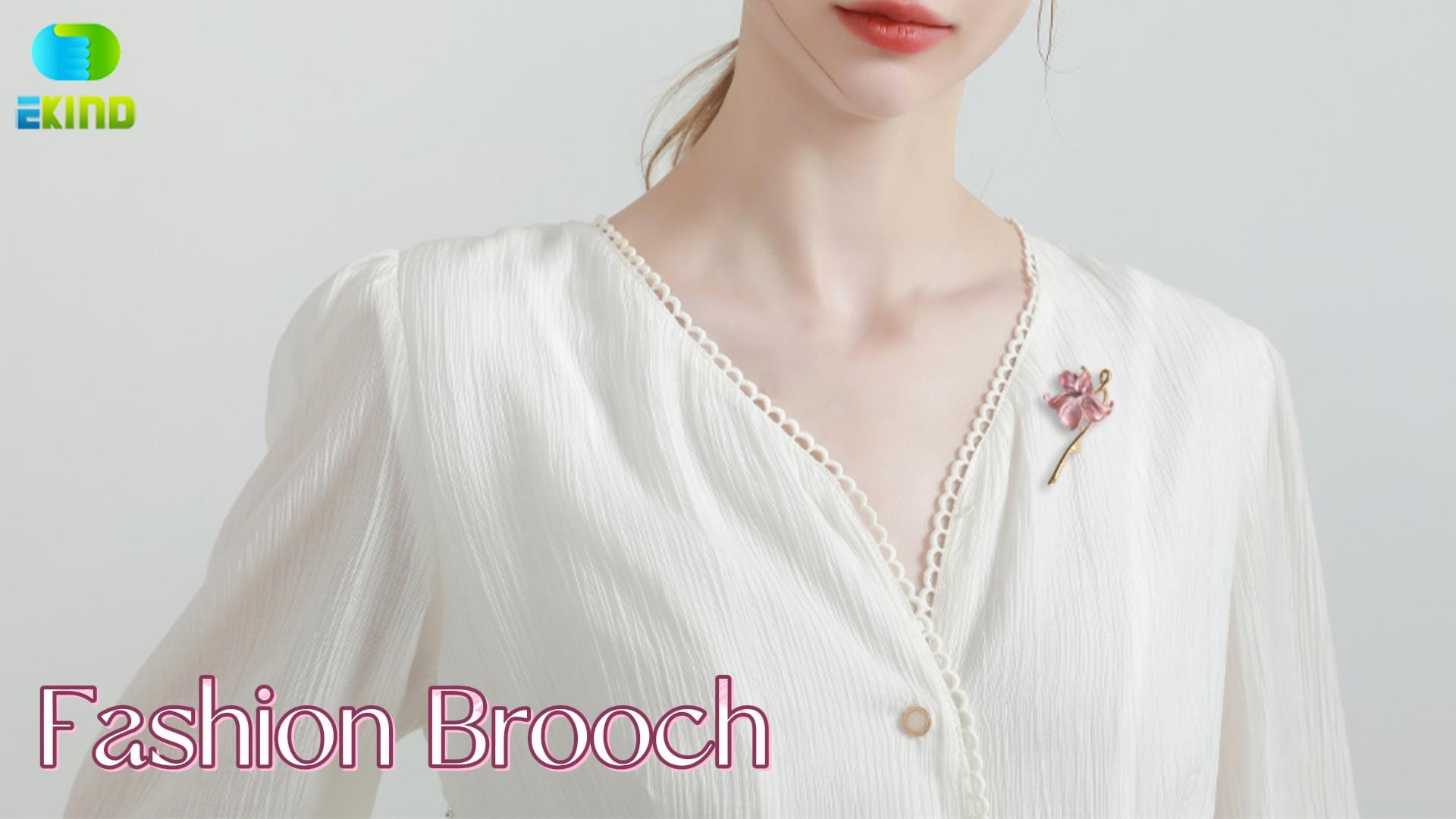 thumbnail video image 2 of EKIND Matte Gold Leaf Brooch - Delicate Suit Pin, Women's Scarf Brooch Shawl Brooch Wedding Party Costume Accessories, 2 of 7