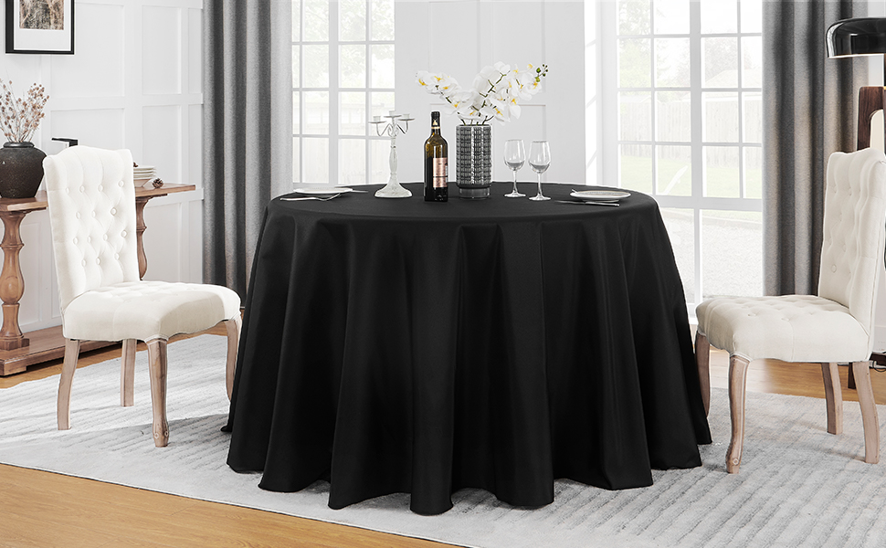 thumbnail video image 2 of VidaFete Round Tablecloth 70 inch Polyester Table Cloth 1 Pack, Resistant Wrinkle Dining Table Cover for Dinning Tabletop Decoration (White), 2 of 7