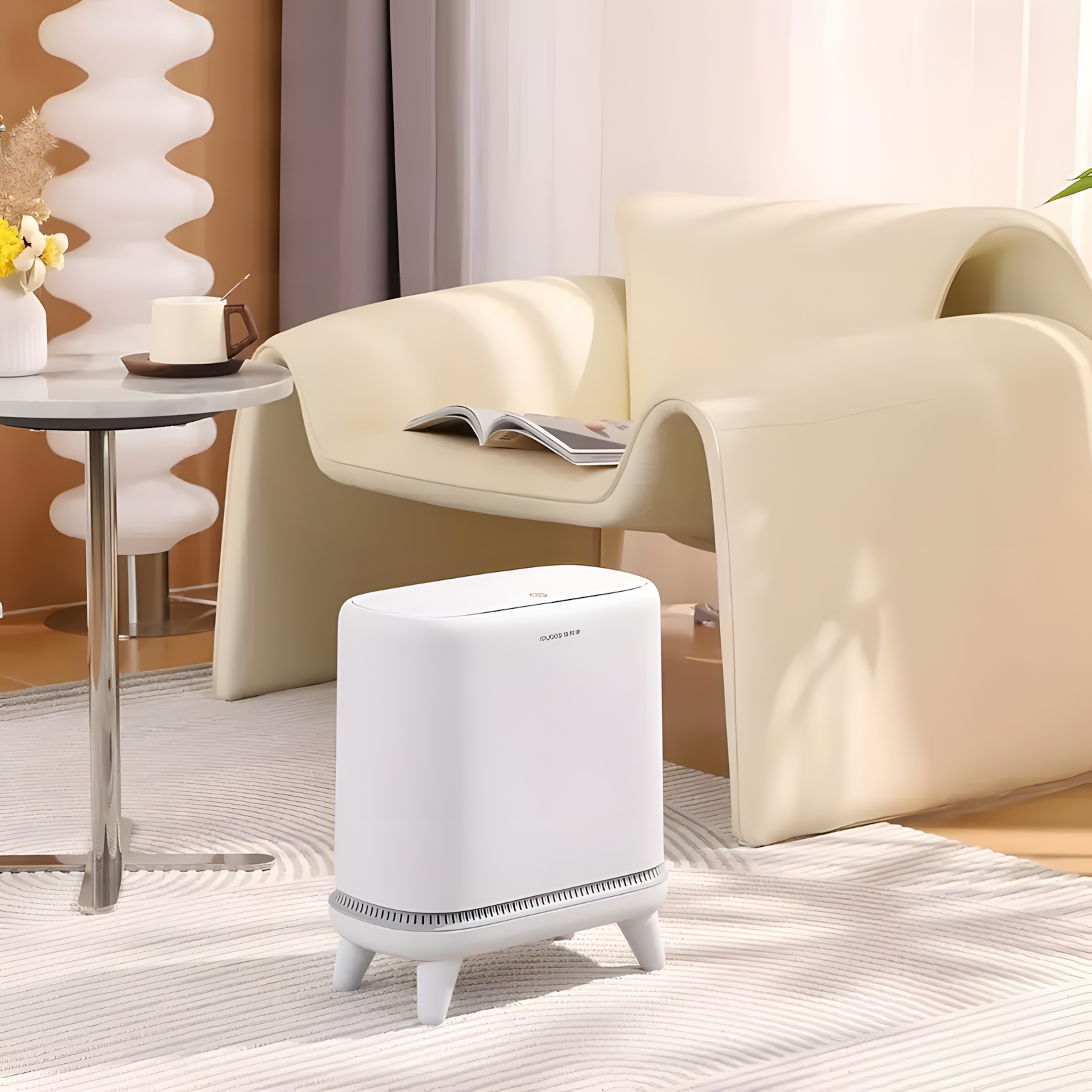 thumbnail video image 2 of Maoface Small Bathroom Trash Can with Lid 3.2 Gallon - Slim Garbage Can for Bedroom Office Living Room, 2 of 15