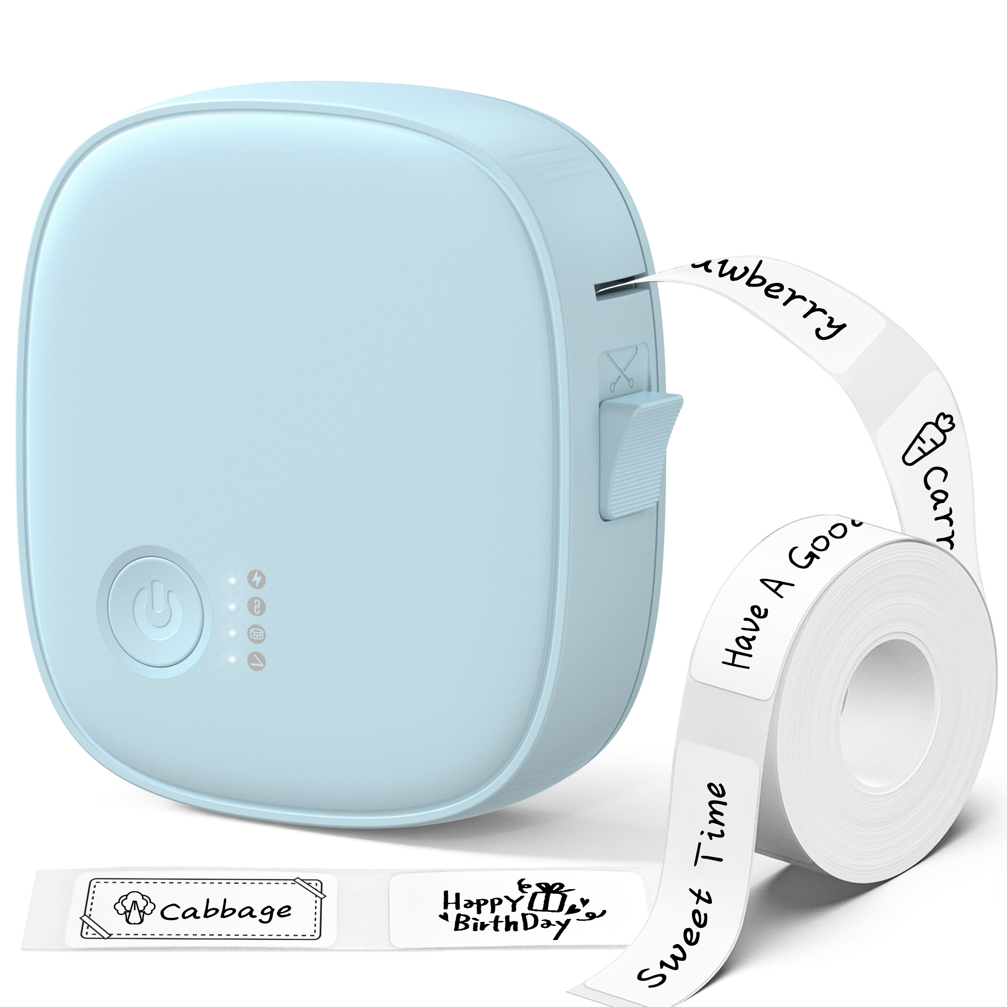 thumbnail video image 2 of Blozor Label Maker with Tape Portable Inkless Bluetooth Thermal Sticker Printer, XenGro AH-P05(Blue), 2 of 10
