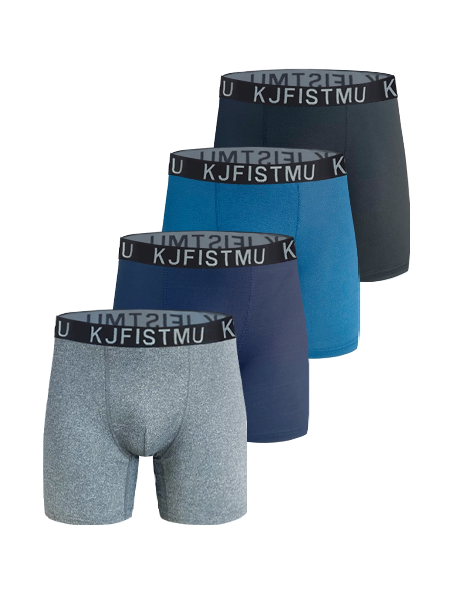 thumbnail video image 2 of Men's comfortable boxer briefs, 4-pack, solid colors for everyday wear, casual style, highly elastic, super comfortable and soft, moisture-wicking and breathable, non-rolling edges - KJFISTMU, 2 of 9