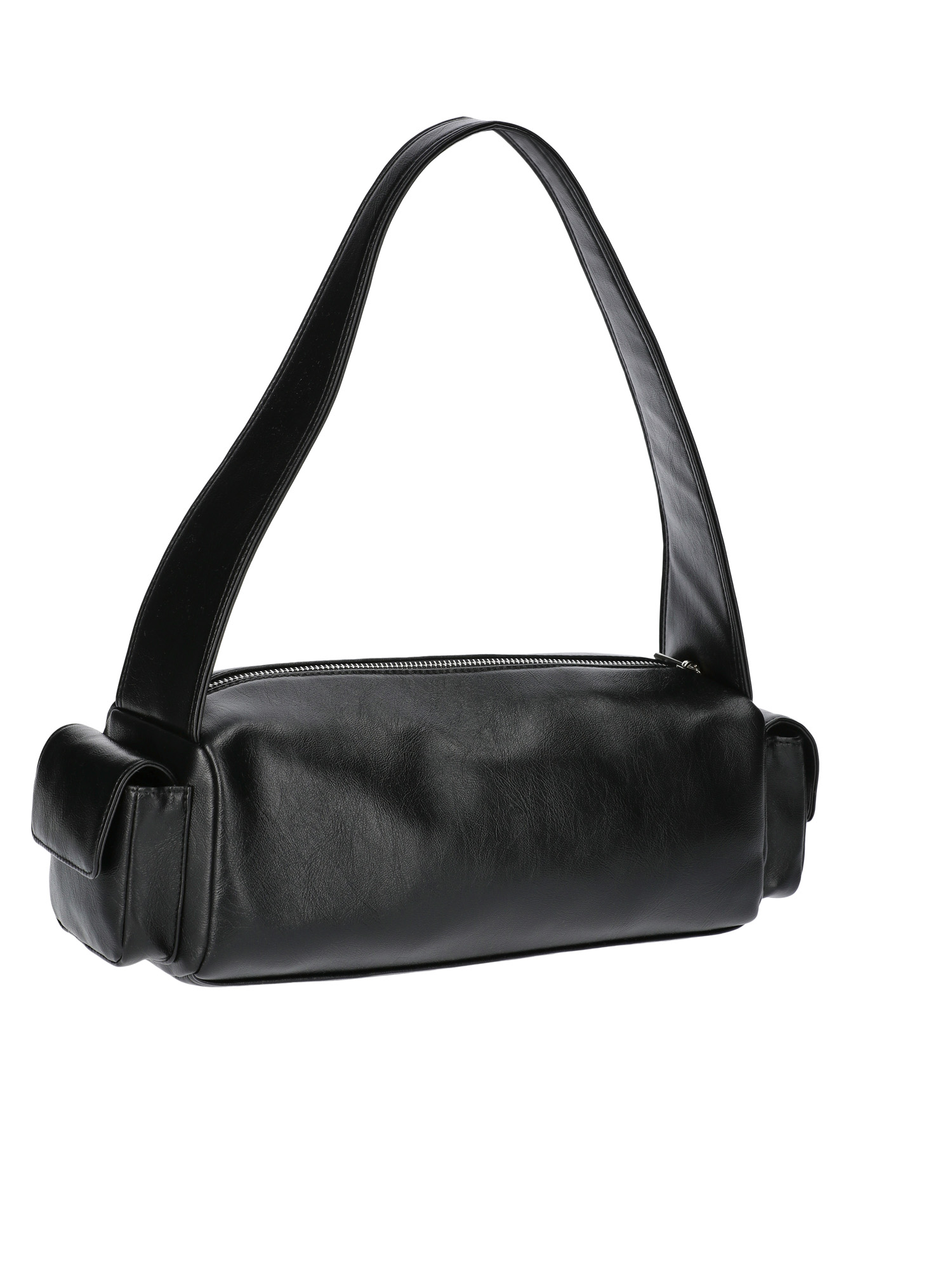 No Boundaries Women's Faux Leather Cargo Shoulder Bag, Black