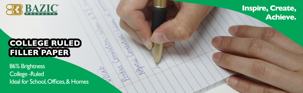 thumbnail video image 2 of BAZIC Filler Paper Loose Leaf 100 Sheet, College Ruled 3 Hole Punched, 6-Pack, 2 of 8