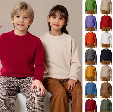 thumbnail video image 2 of HNMKIU Casual Solid Color Pullover Round Neck Knitwear Soft Comfortable Warm Winter Sweaters for Kids Boys and Girls Toddler Grey-d,12-13 Years, 2 of 6