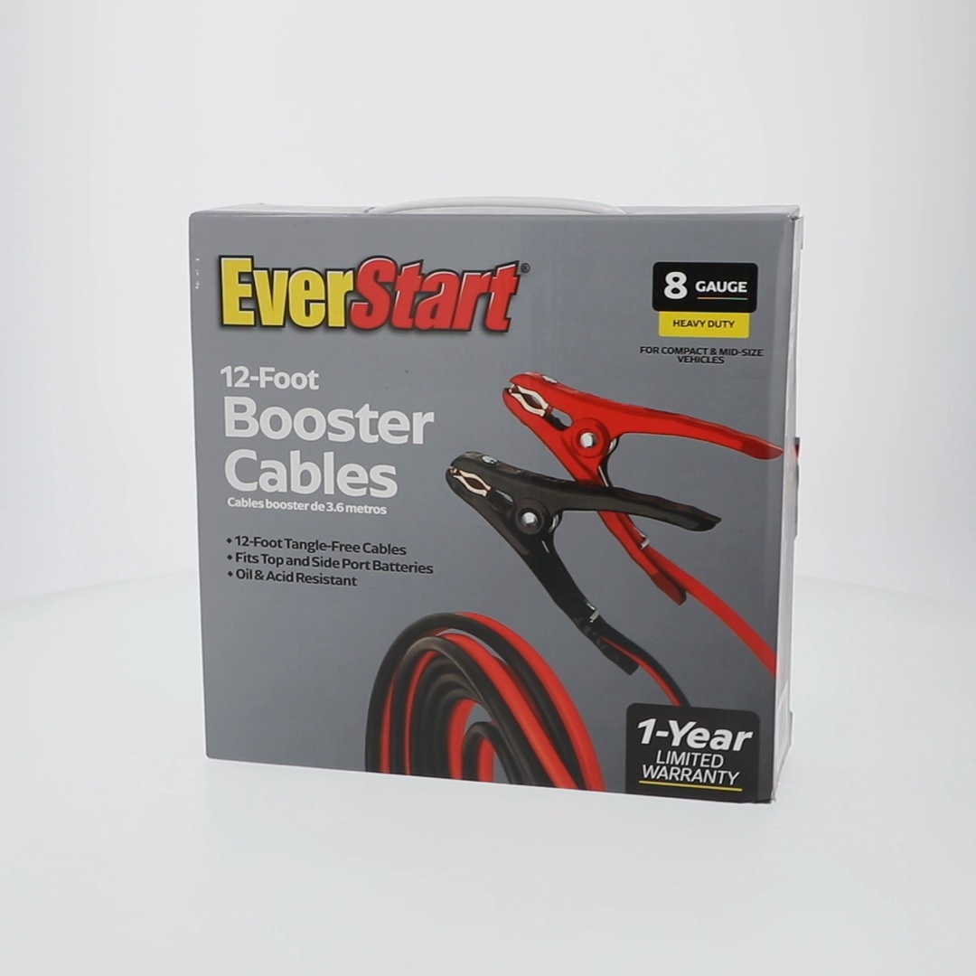 EverStart 12-Foot 8-Gauge Heavy Duty Booster Cables, 165 Amps