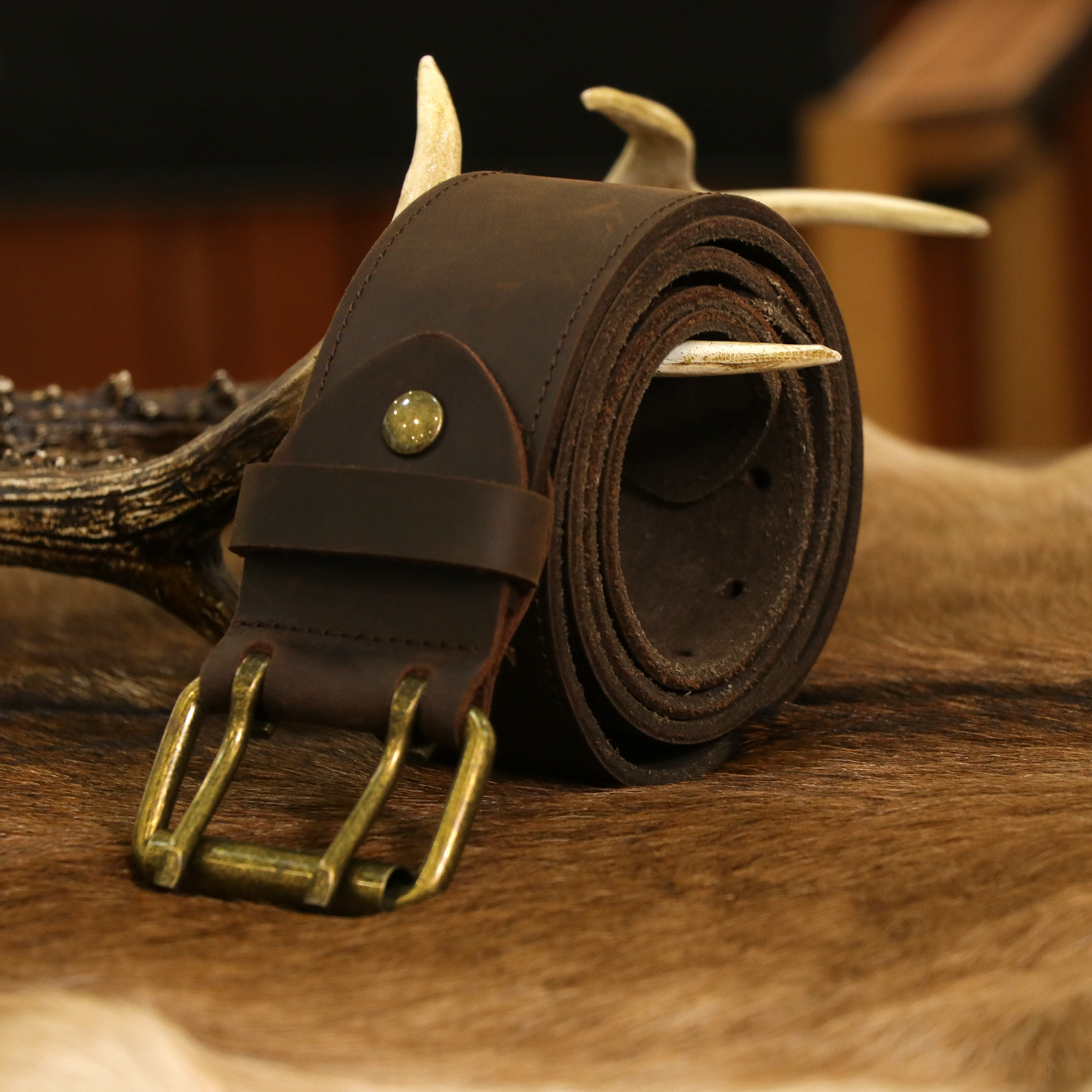 thumbnail video image 2 of TOURBON 2'' Work Belt in Heavy Top Grain Leather Double Prong Tongue Roller Buckle Belt 84 - 112cm(33'' - 48'') for Men Brown, 2 of 10