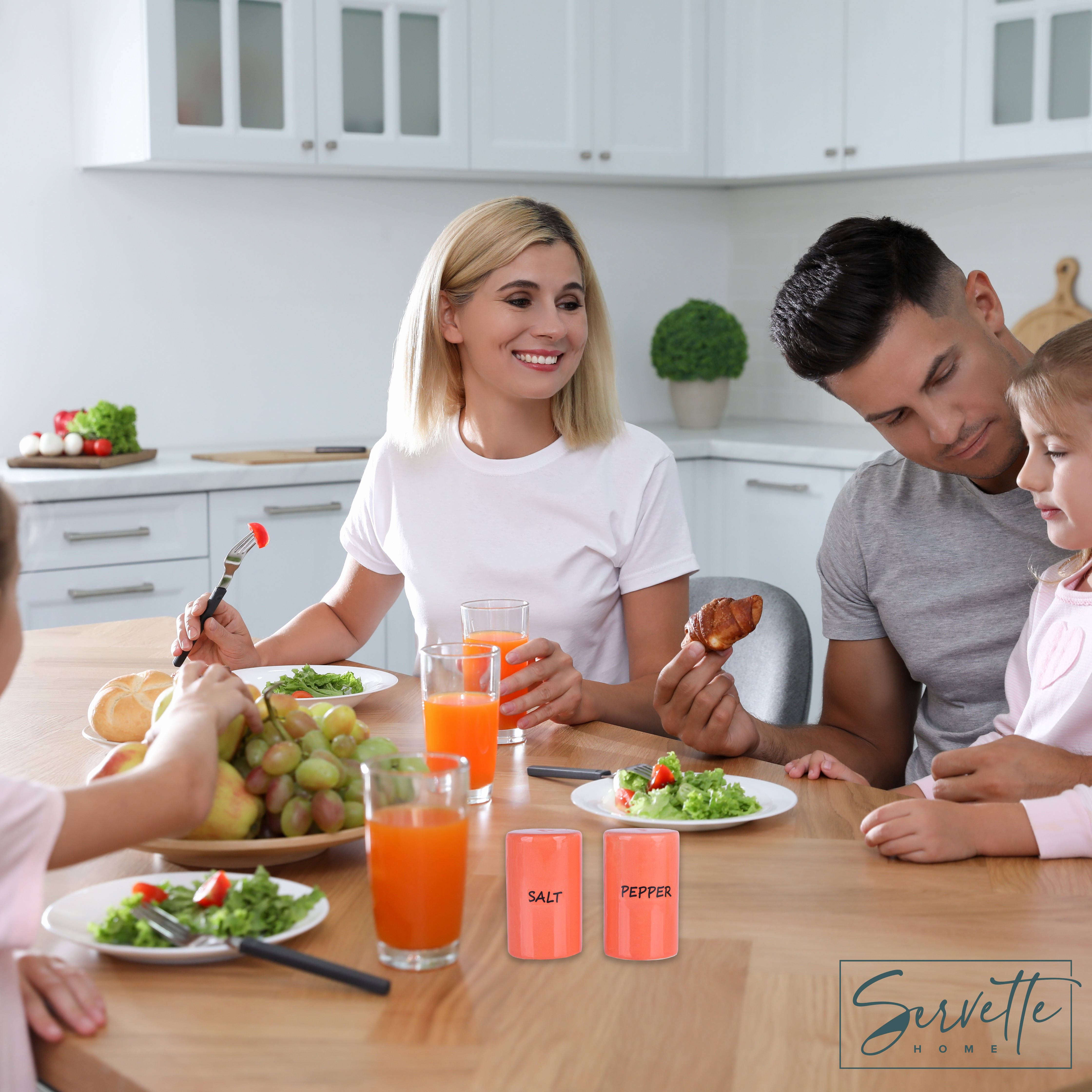 thumbnail video image 2 of Servette Home Orange Ceramic Salt & Pepper Shakers | Vibrant Kitchen Accessories, 2 of 5