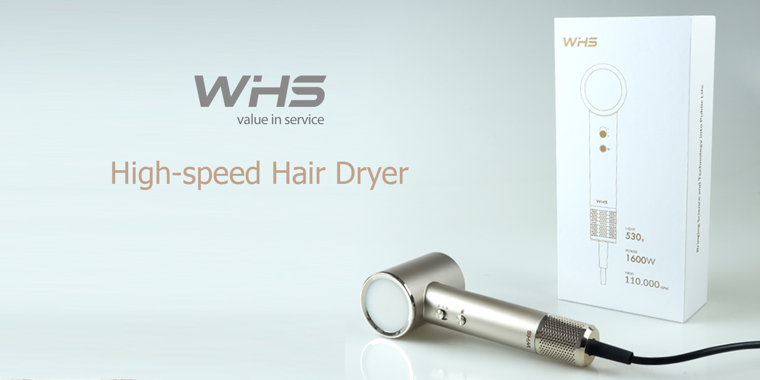 thumbnail video image 2 of WHS High Speed Ionic Hair Dryer, 110000 RPM Brushless Motor, Fast Drying, Lightweight Gold with Nozzle, 2 of 9