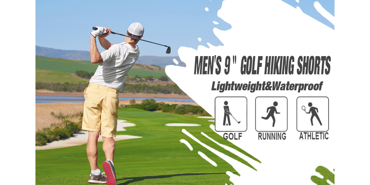 thumbnail video image 2 of Men's Golf Shorts 9" Casual Dress Shorts Stretch Quick Dry UPF 50+ Lightweight Flat Front Work Shorts with 5 Pockets navy blue 42, 2 of 8