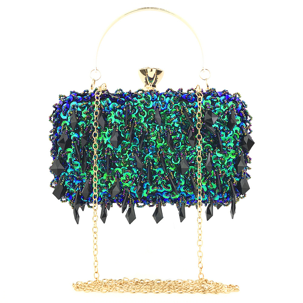 thumbnail video image 2 of Handheld Evening Bag, Handmade Double-sided Beaded Bag, Sequined Bag, Evening Clutch for Women, 2 of 11