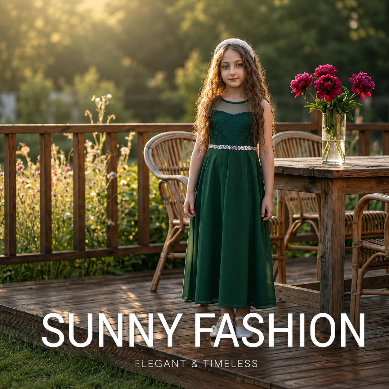 thumbnail video image 2 of Sunny Fashion Girls Dress Rhinestone Chiffon Bridesmaid Wedding Pageant Formal Special Occasion Dance Night Ball Maxi Gown, Size 8, 2 of 12
