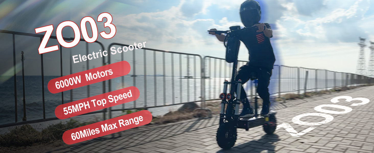 thumbnail video image 2 of ZonDoo ZO03Plus Electric Scooter Adults with Damper,Up to 55 MPH 60 Miles Range,6000W Dual Motors 11" Off-road Tires Escooter with Seat for Adults, 2 of 10