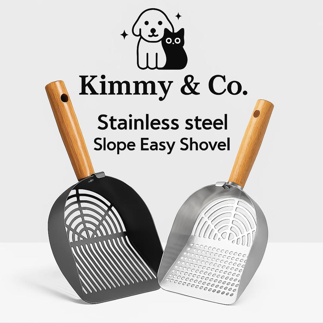 thumbnail video image 2 of Kimmy&Co Solid Wood Cat Litter Scoop - Heavy Duty Non-Stick Metal Sifter - Deep Shovel for Easy Cleaning, 2 of 10