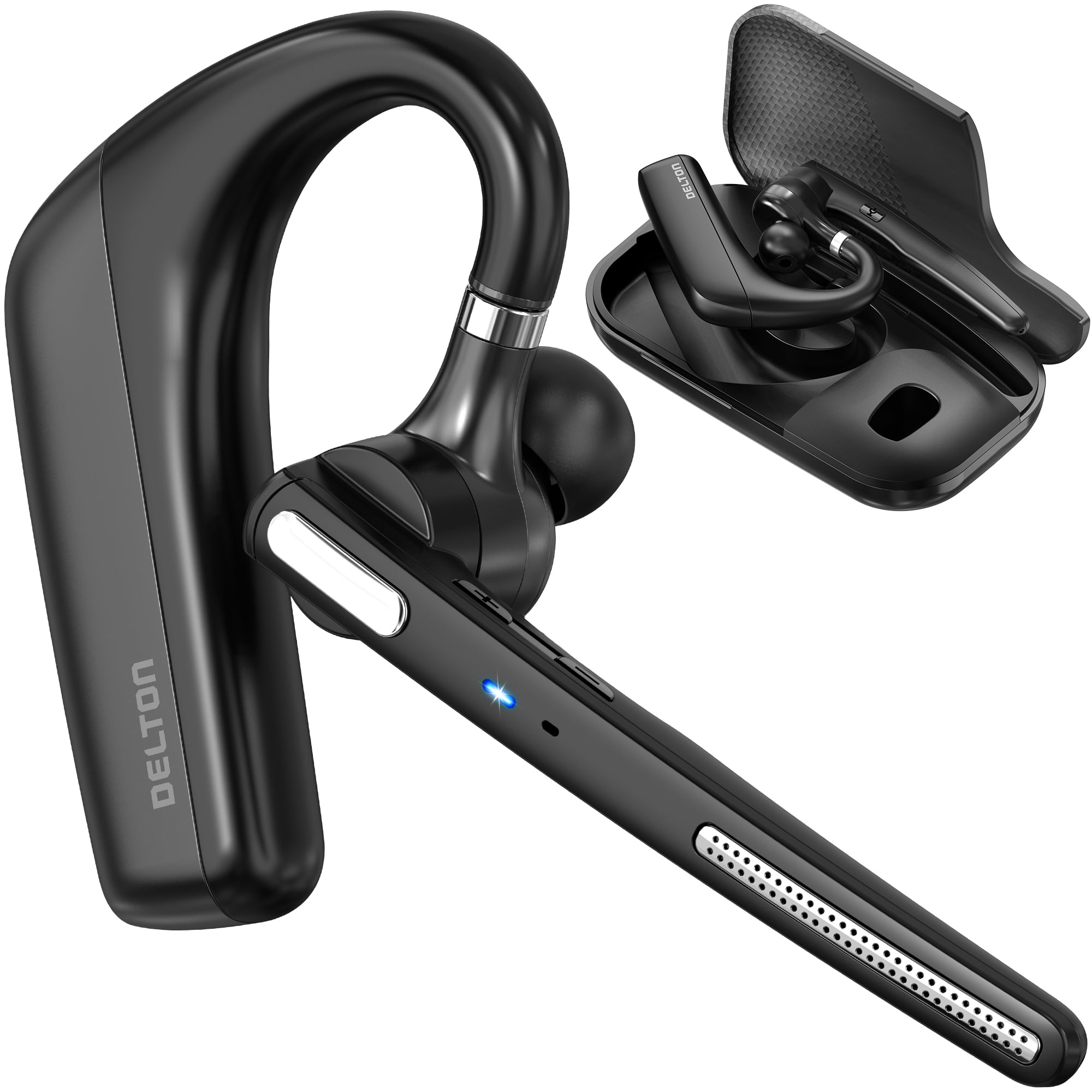 thumbnail video image 2 of Ultralight Bluetooth Headset with Noise Cancelling Microphone, Bluetooth Earpiece with Carrying Case, Wireless Headset for PC/Laptop, Compatible with MS Teams, Zoom, Google Meet, and More - Black, 2 of 10