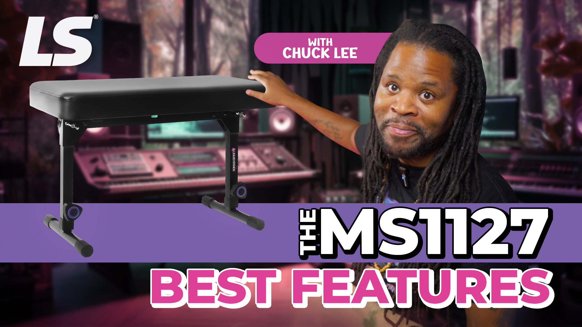 thumbnail video image 2 of Liquid Stands Foldable Dual Adjustable Piano Bench Stool - Piano Keyboard Bench Seat for Piano Keyboard Stand with Black Padded Cushion for Musicians Piano Stool Chair, 2 of 8