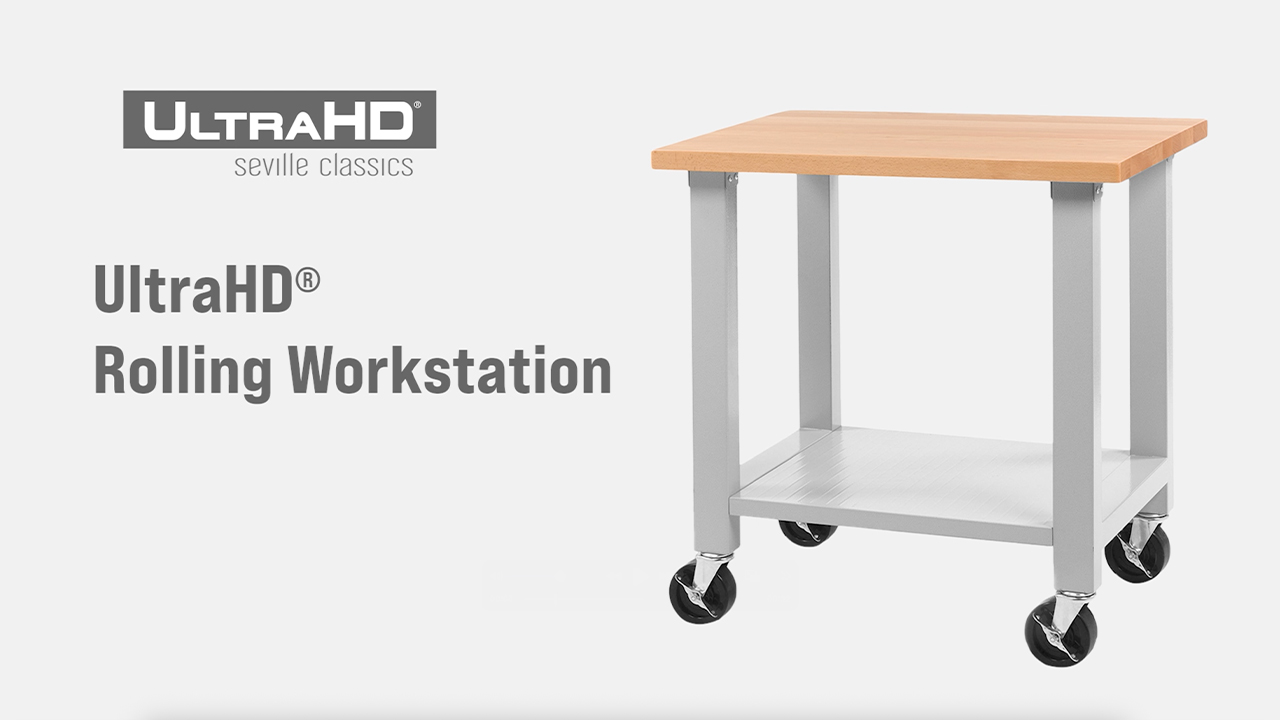 thumbnail video image 2 of Seville Classics UltraHD® Mobile Heavy-Duty Workstation, 36" W x 24" D, Graphite, 2 of 9