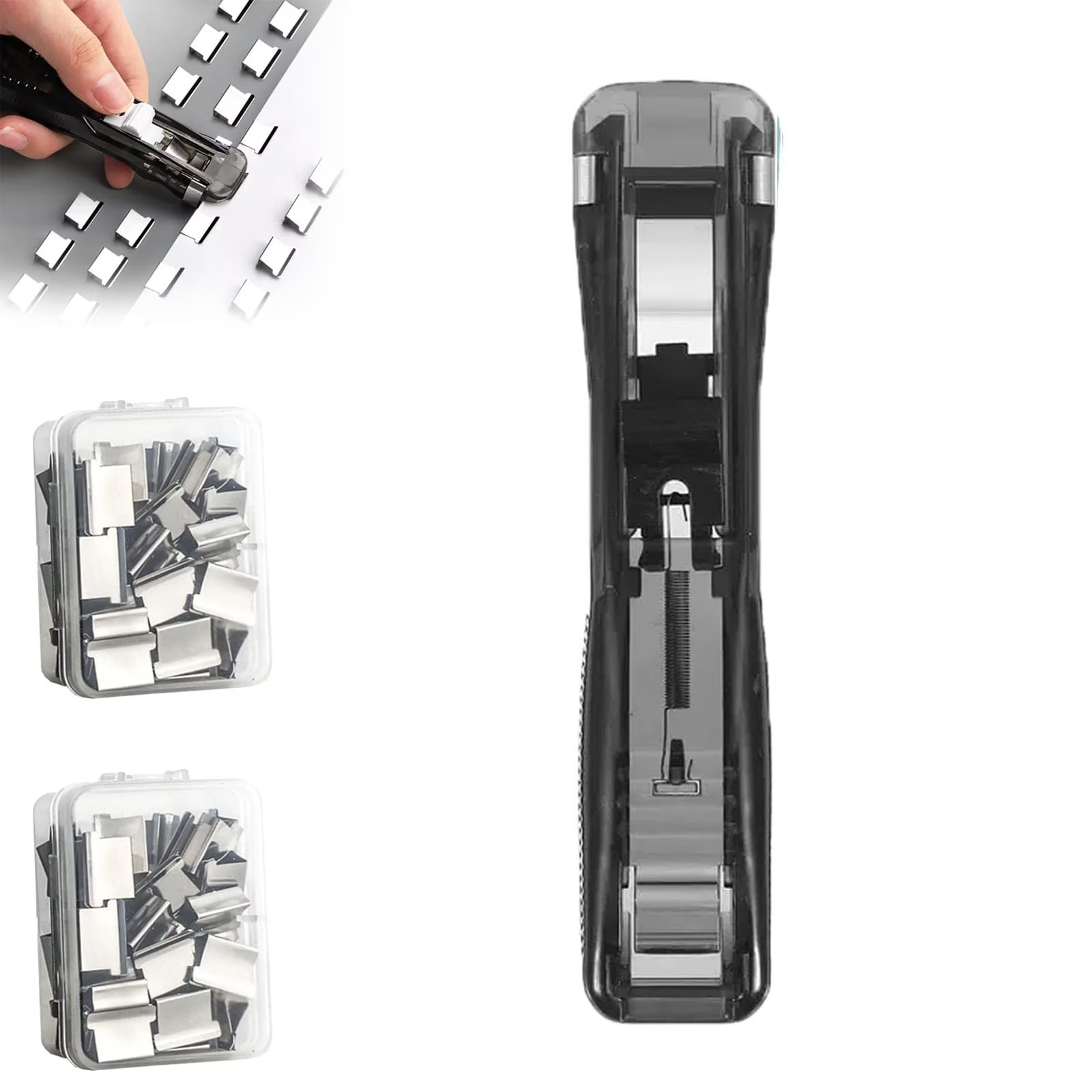 Portable Binder Clip Stapler - Includes 50 Reusable Clips