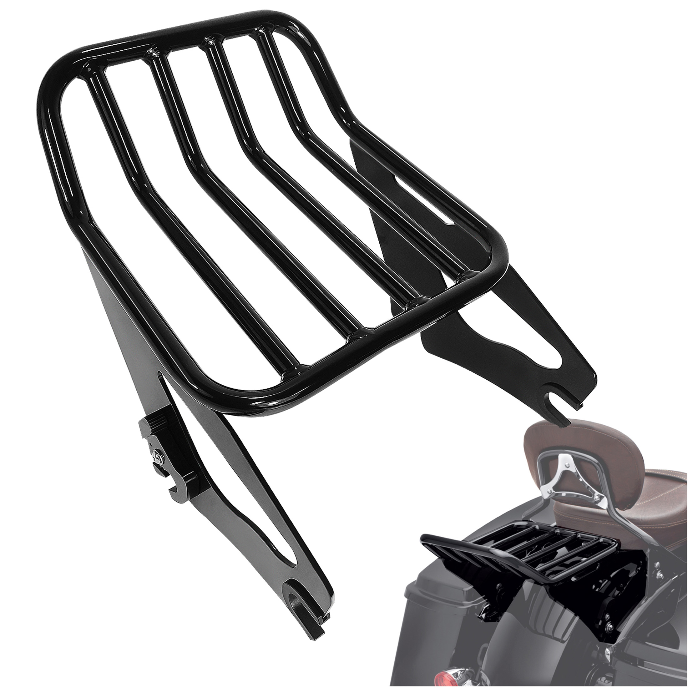 thumbnail video image 2 of Fjpacemt 2-up Luggage Rack Detachable for 09-24 Motorcycle HD Road King Street Electra Glide Touring, 2 of 10