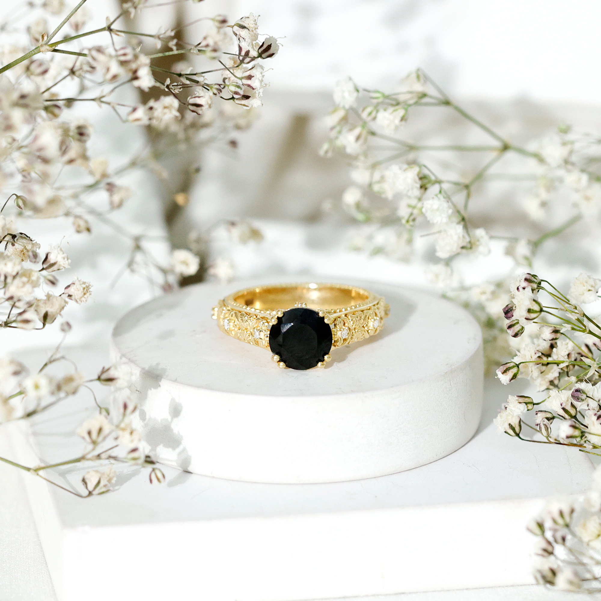 thumbnail video image 2 of Rosec Jewels Created Black Diamond Solitaire Ring with Diamond for Women (2.50 CT, AAAA Quality), 925 Sterling Silver, US 4.00, 2 of 8