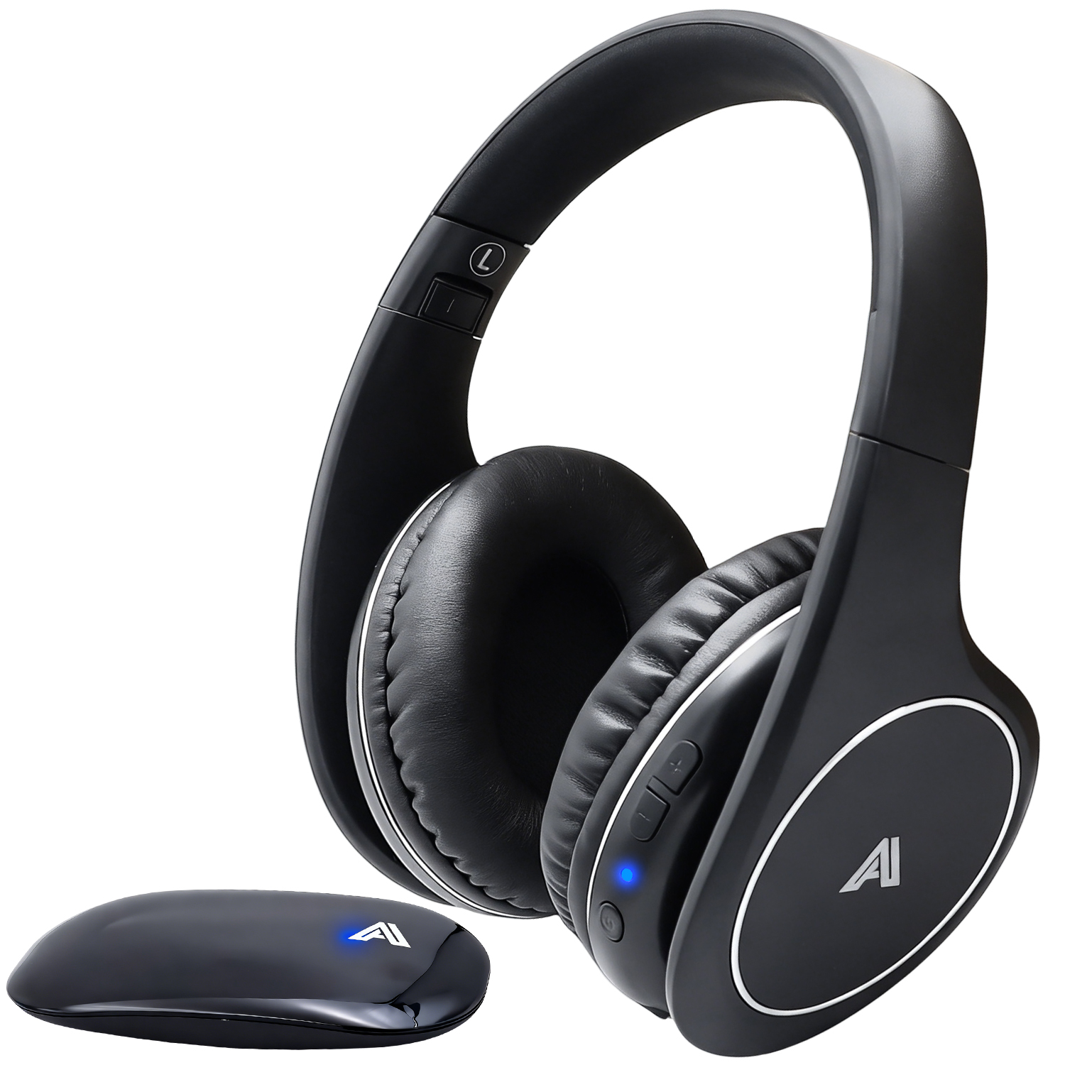 thumbnail video image 2 of Tv Headsets Wireless Tv Headphones for tv Watching with Transmitter Stereo Earphones Wired with 2.4GHz RF Transmitter Optical RCA AUX FM Radio 100ft for Seniors Watching Home TV Game Computer, 2 of 8