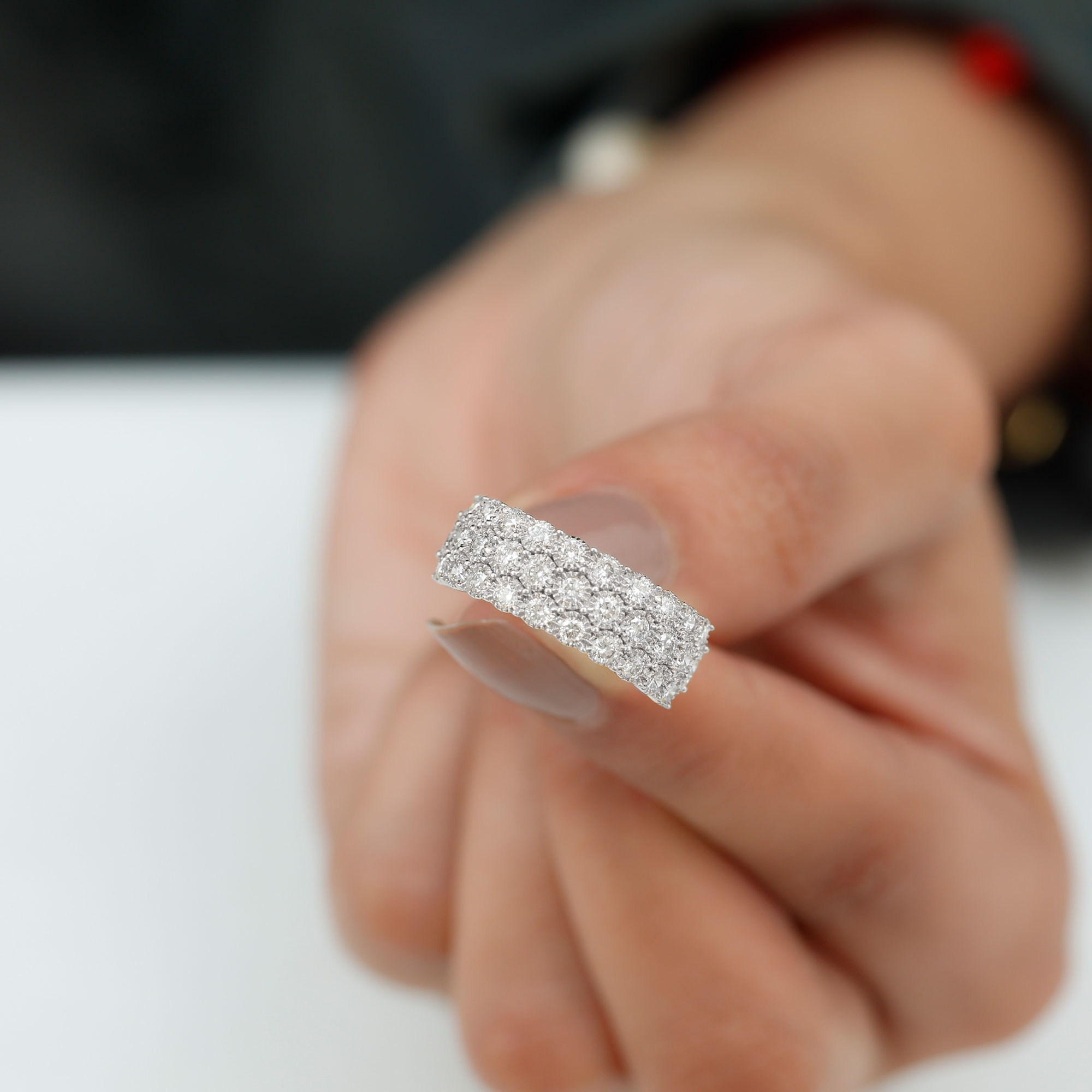 thumbnail video image 2 of Rosec Jewels Natural Diamond Wedding Band for Women - Wide Band Ring - HI-SI Quality - With Jewelry Box, 18K Yellow Gold, US 4.50, 2 of 9