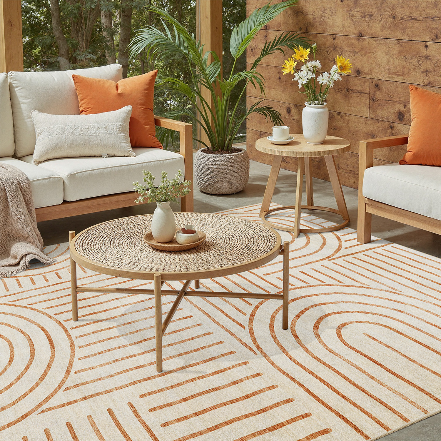 thumbnail video image 2 of 5x7 area carpet, machine washable, medieval modern anti-slip rug, suitable for living room, bedroom, dining room, soft low-pile large carpet - Beige, 2 of 7