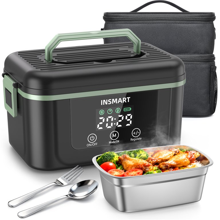 VECH Portable Electric Lunch Box Food Warmer – 1.5L BPA-Free Container With 110V & 12V Car Adapter For Hot Meals On The Go