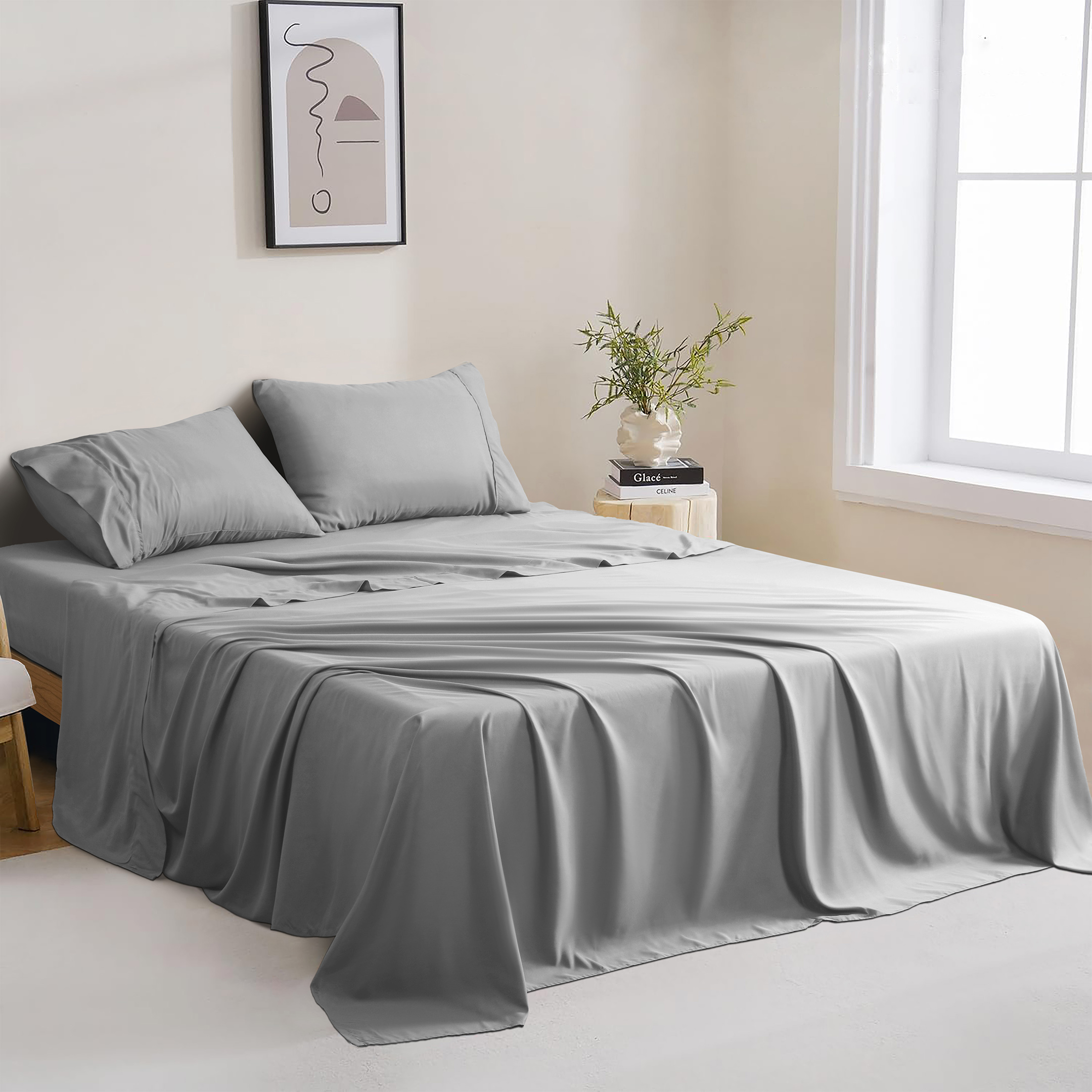 thumbnail video image 2 of Qatan Twin Size Microfiber Sheet Set - 3 Piece Bed Sheet Set - Fitted Sheet with 16 Inch Deep Pocket, Flat Sheet, 1 Pillowcase, 2 of 11