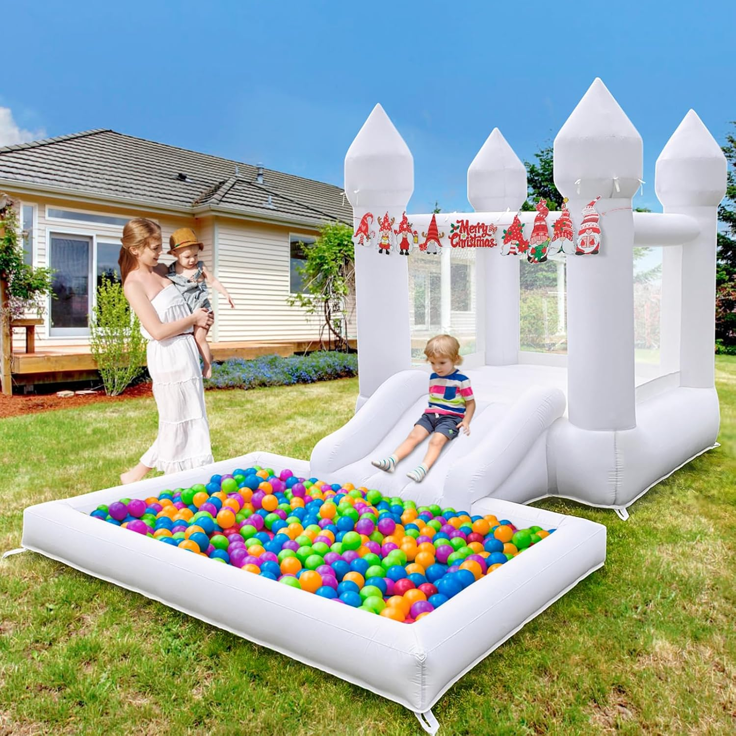 thumbnail video image 2 of Connsann Inflatable Bounce House With Ball Pool and Air Blower for Kids, Indoor and Outdoor, Endless Fun, 2 of 9