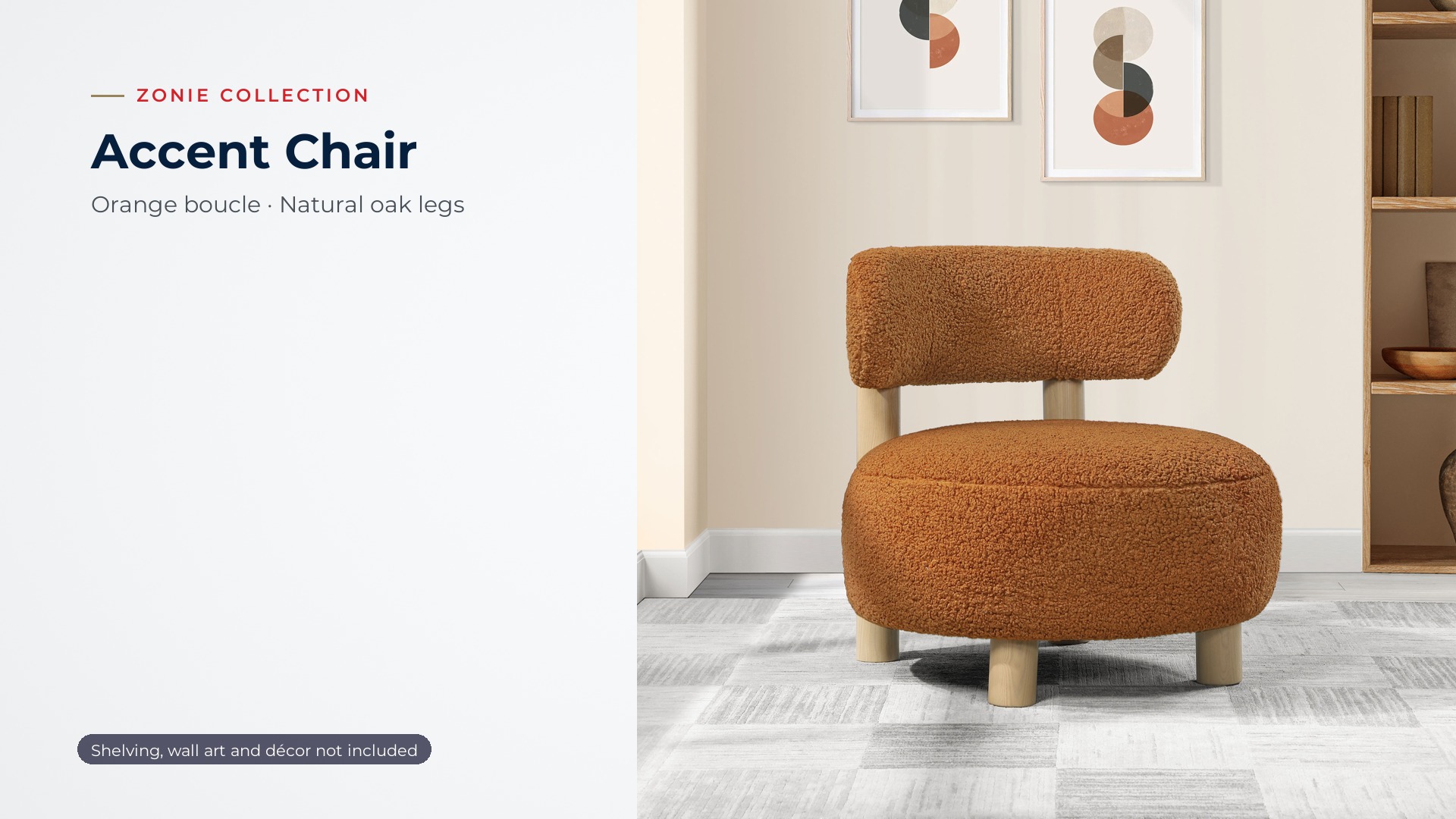 thumbnail video image 2 of Coaster Zonie Boucle Upholstered Barrel Back Accent Chair, Orange, 2 of 12